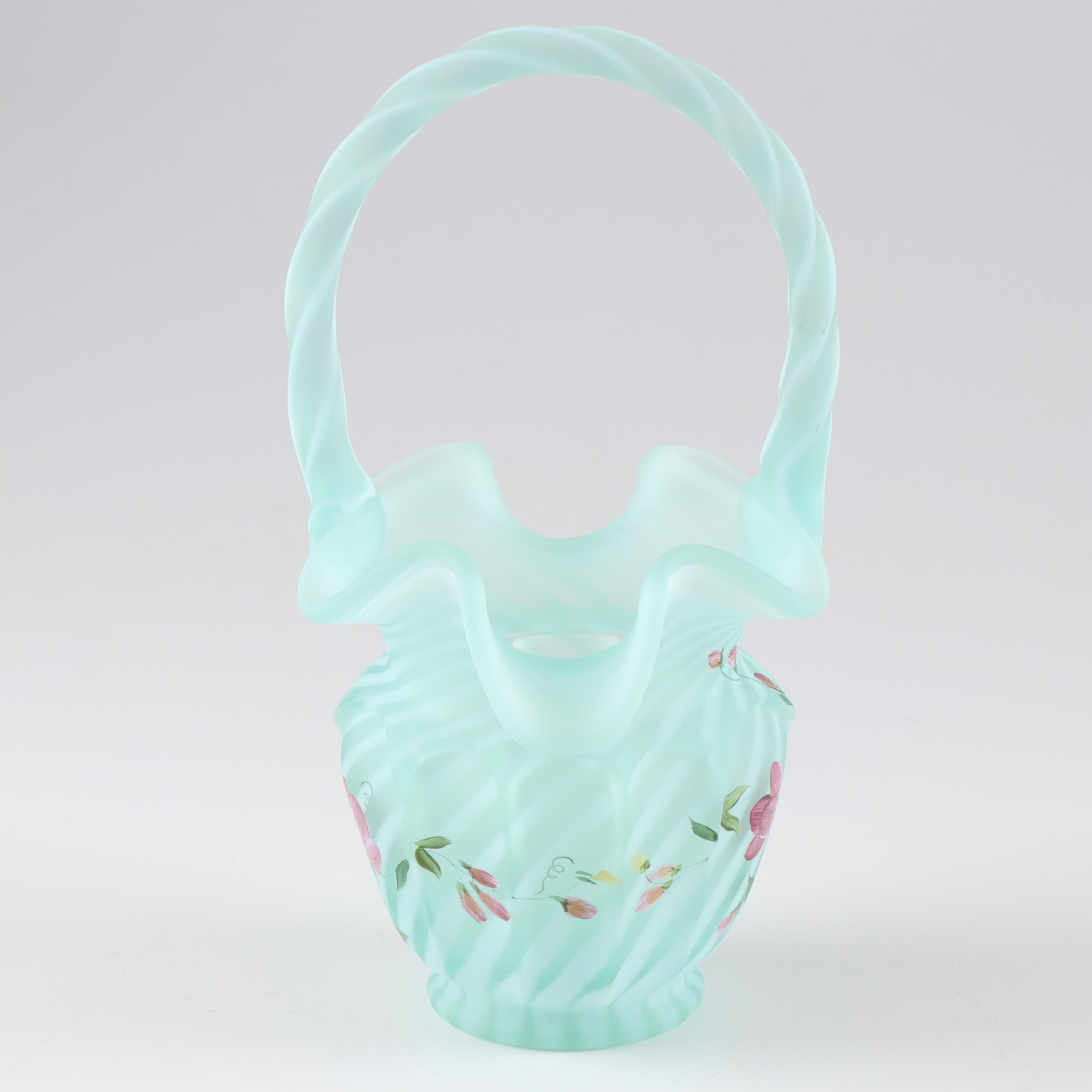 Fenton Hand Painted and Heart Decorative Glass Baskets