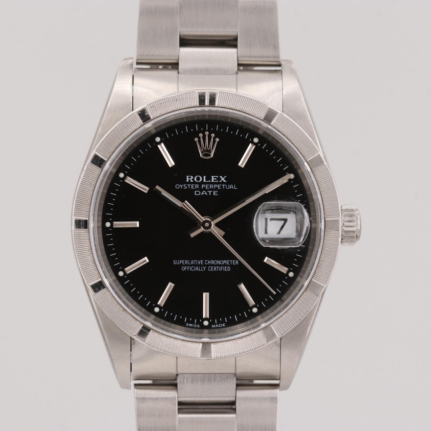 Rolex Oyster Perpetual Date Stainless Steel Automatic Wristwatch, 1999