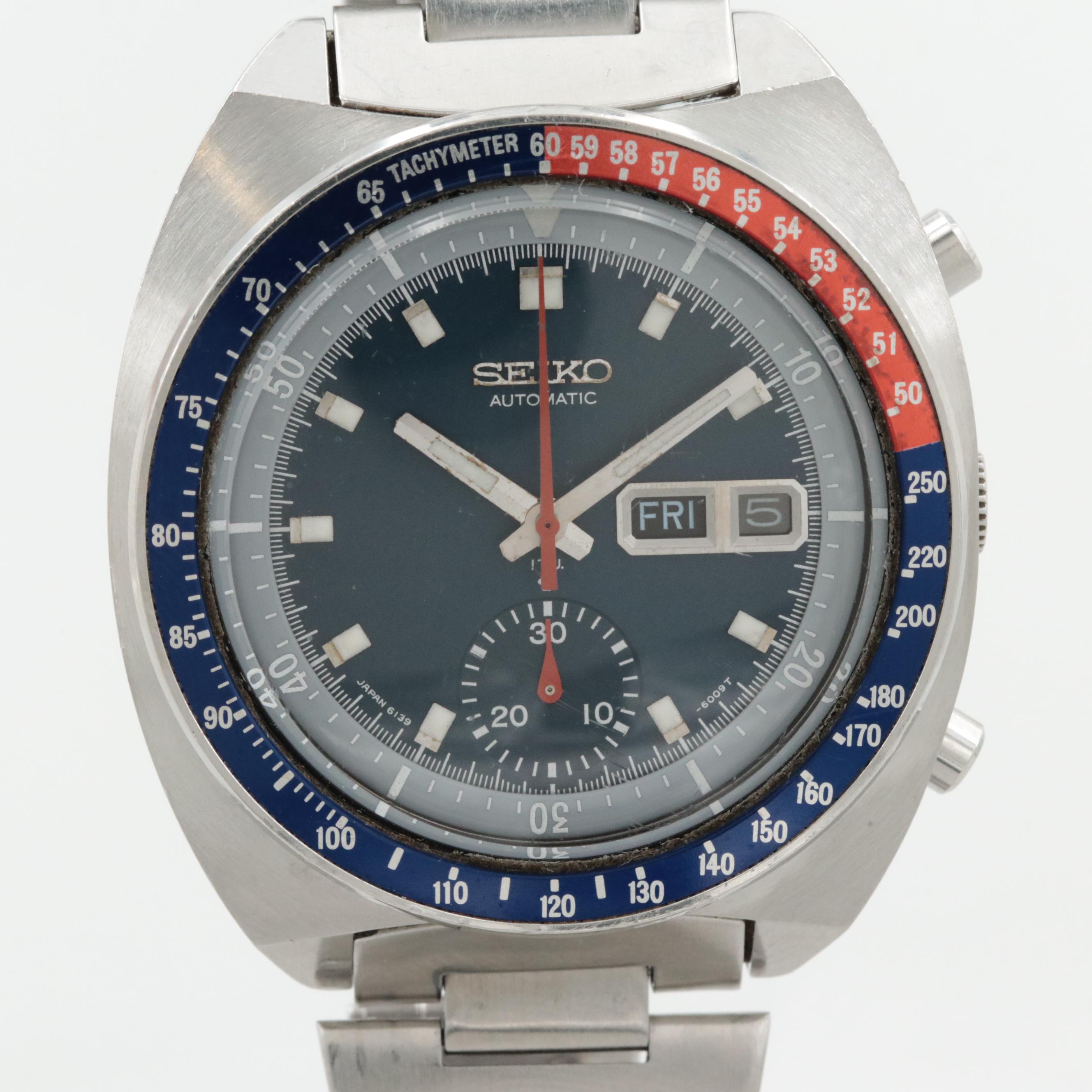 Vintage Seiko Speed Timer Stainless Steel Automatic Chronograph Watch, 1972