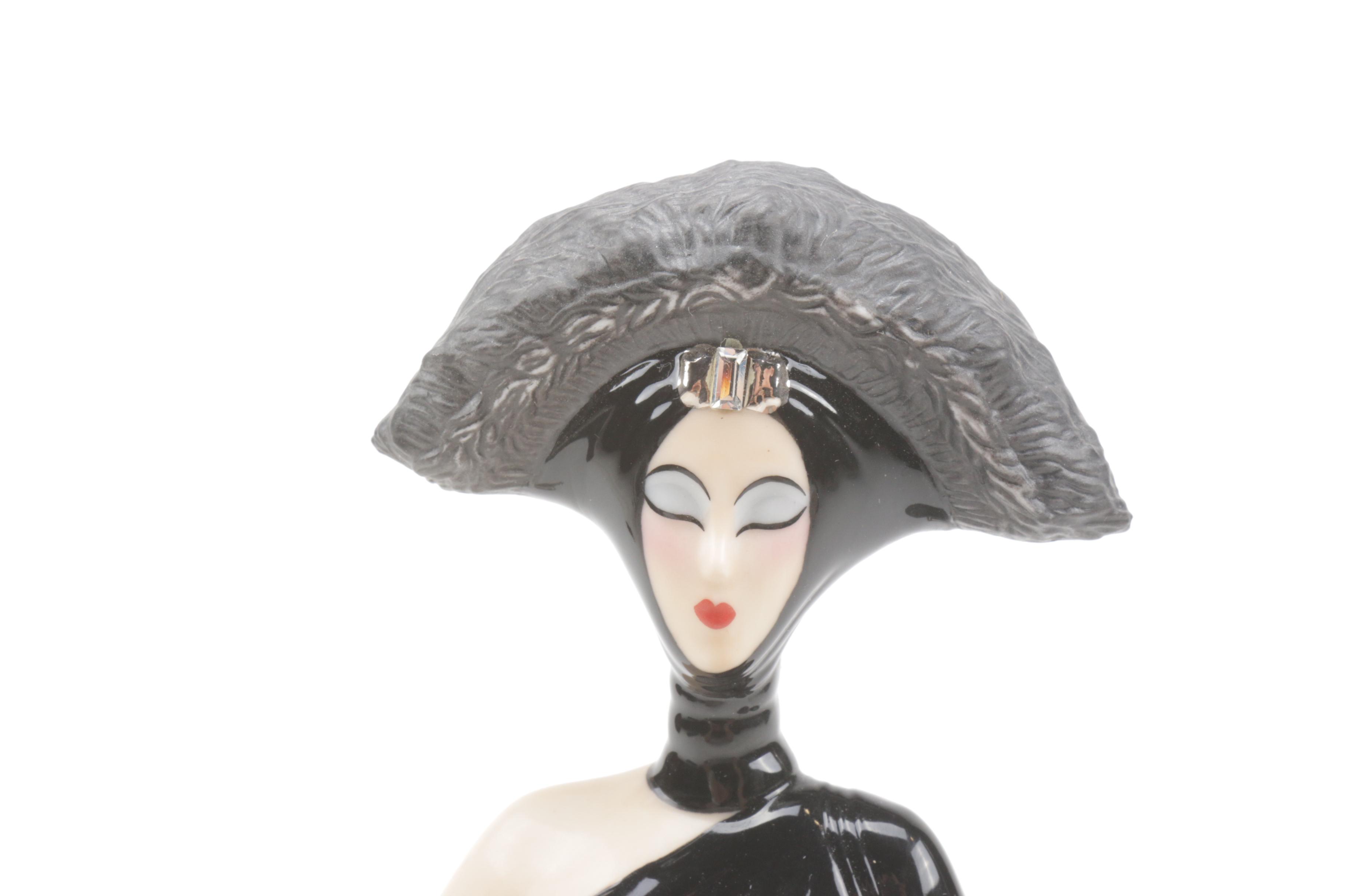 Franklin Mint House of Erte "Symphony in Black" Porcelain Figurine