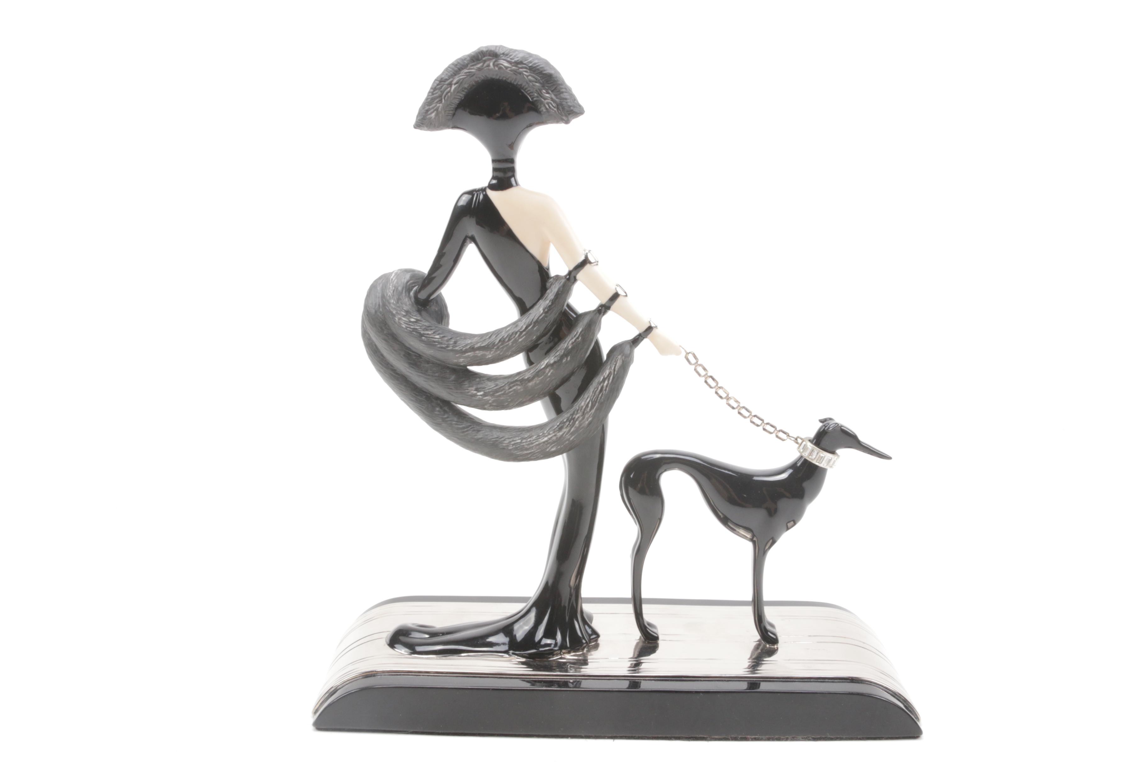 Franklin Mint House of Erte "Symphony in Black" Porcelain Figurine
