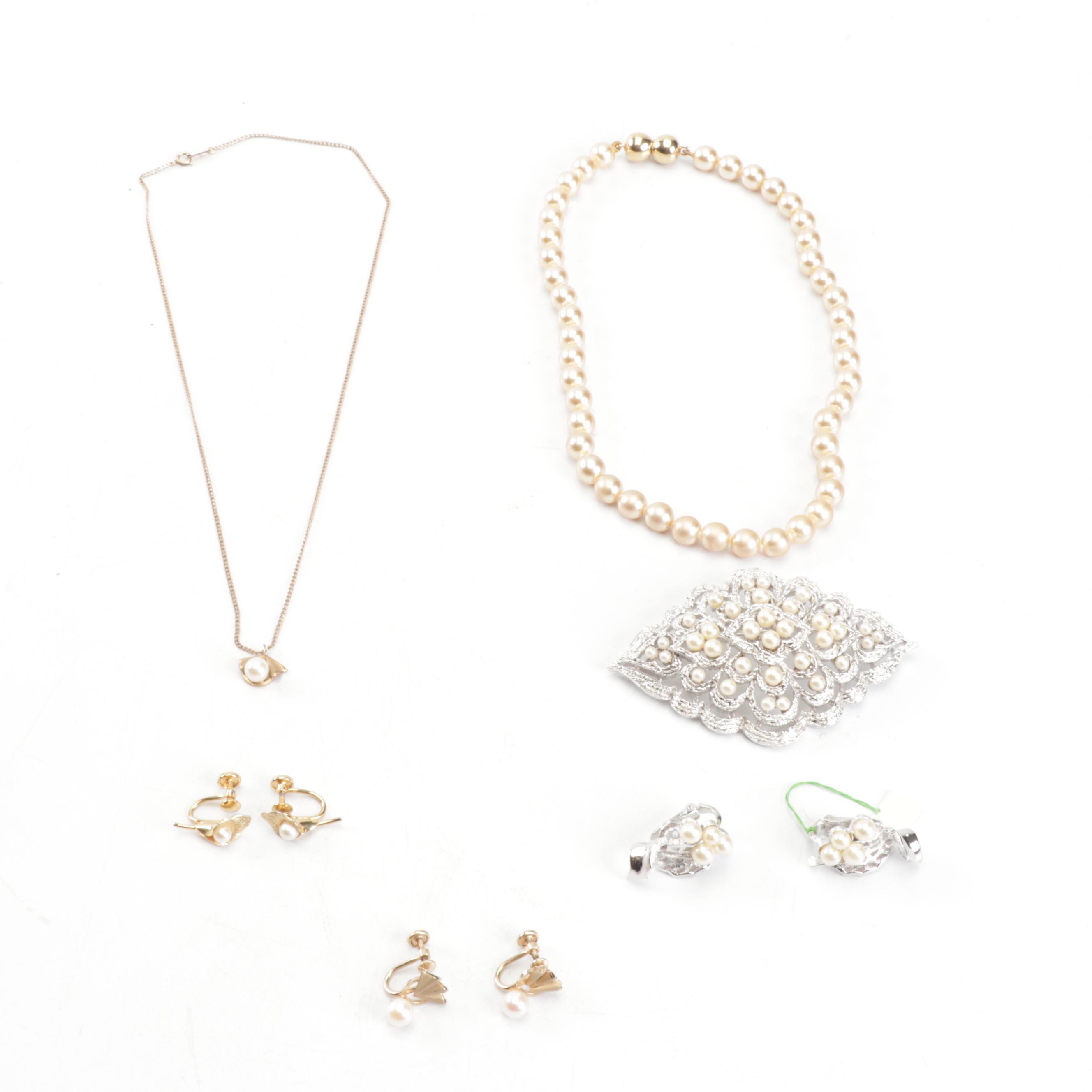 Trifari and Cultra Costume Pearl Jewelry