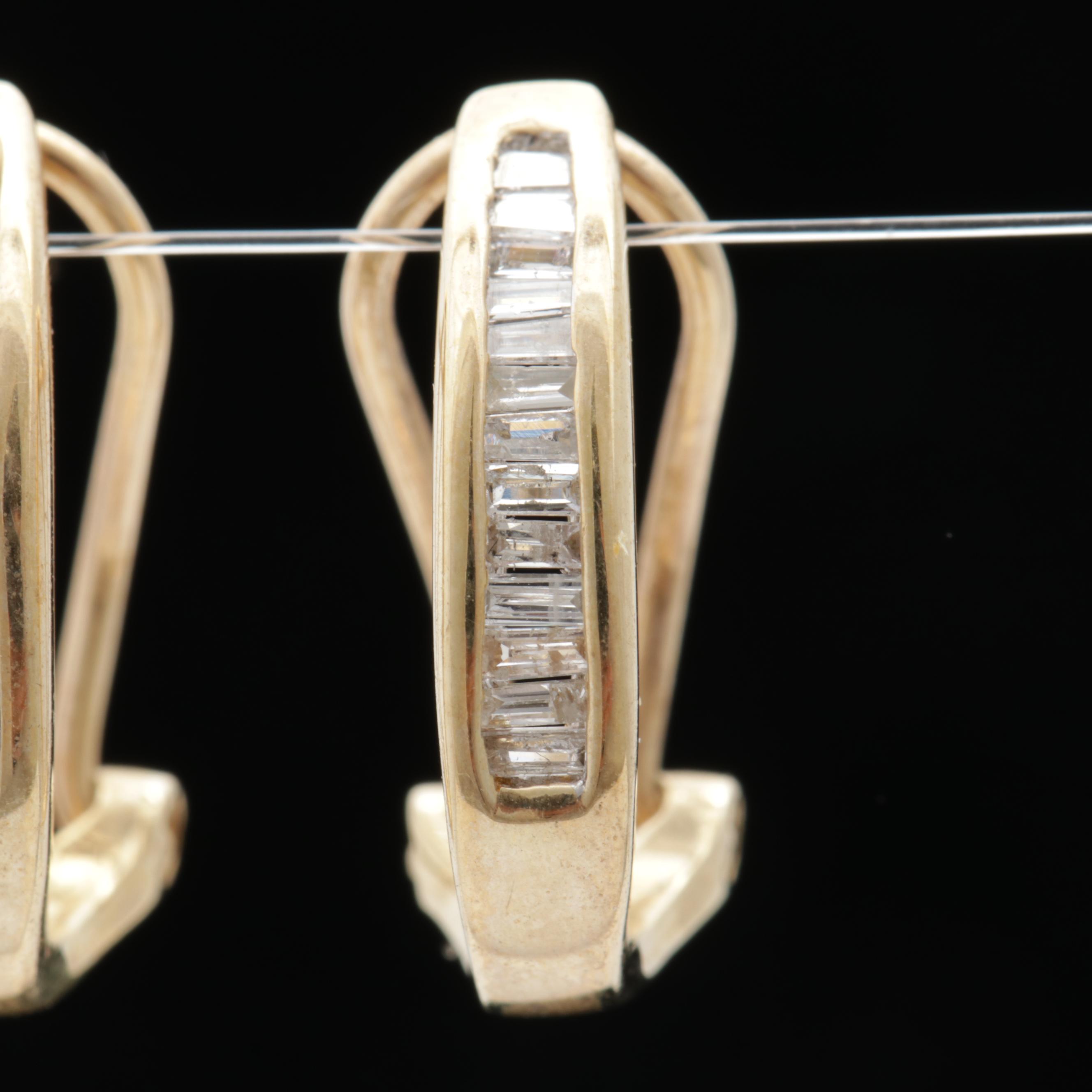10K Yellow Gold Diamond Hoop Earrings