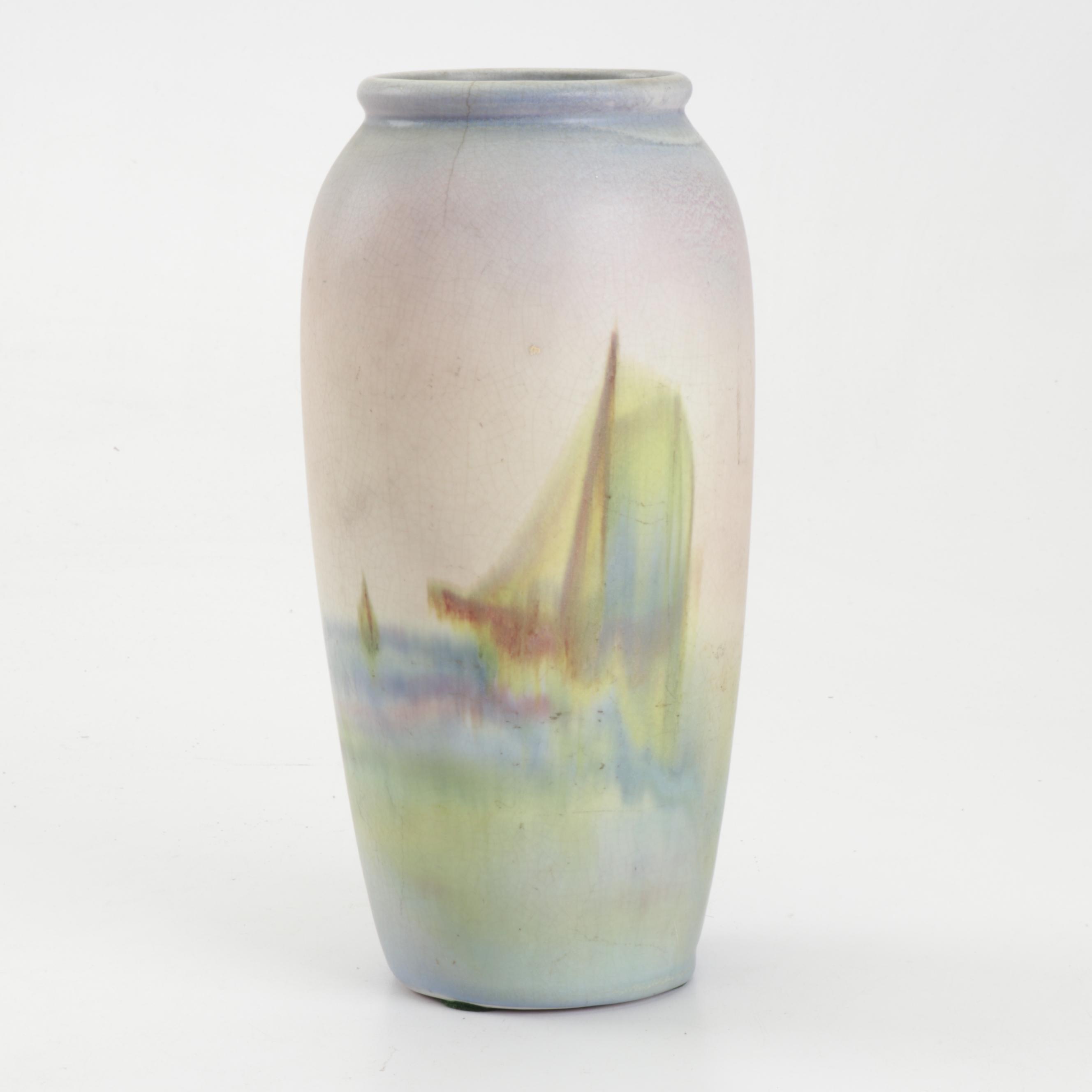 Weller Pottery "Scenic Hudson" Hand-Painted Vase, 1915-1936