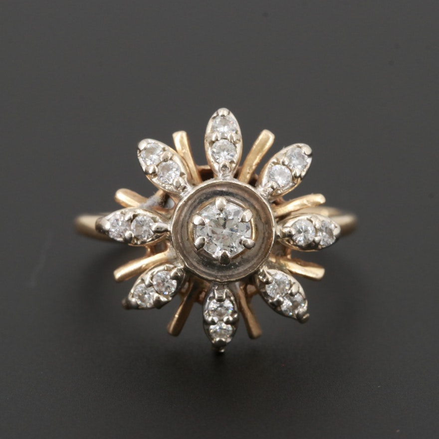 Vintage 14K Yellow Gold Diamond Ring