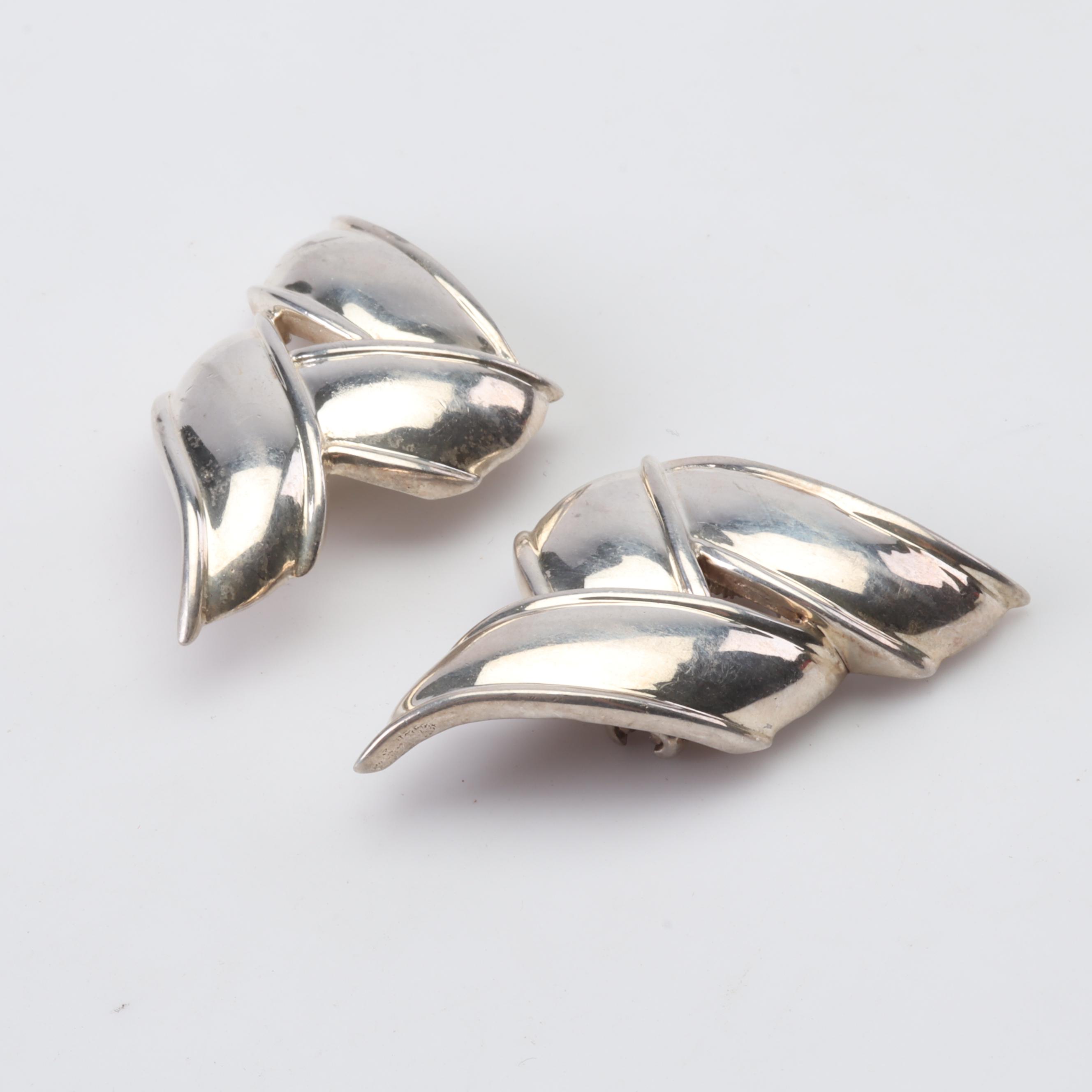 Tiffany & Co Sterling Silver Ribbon Earrings