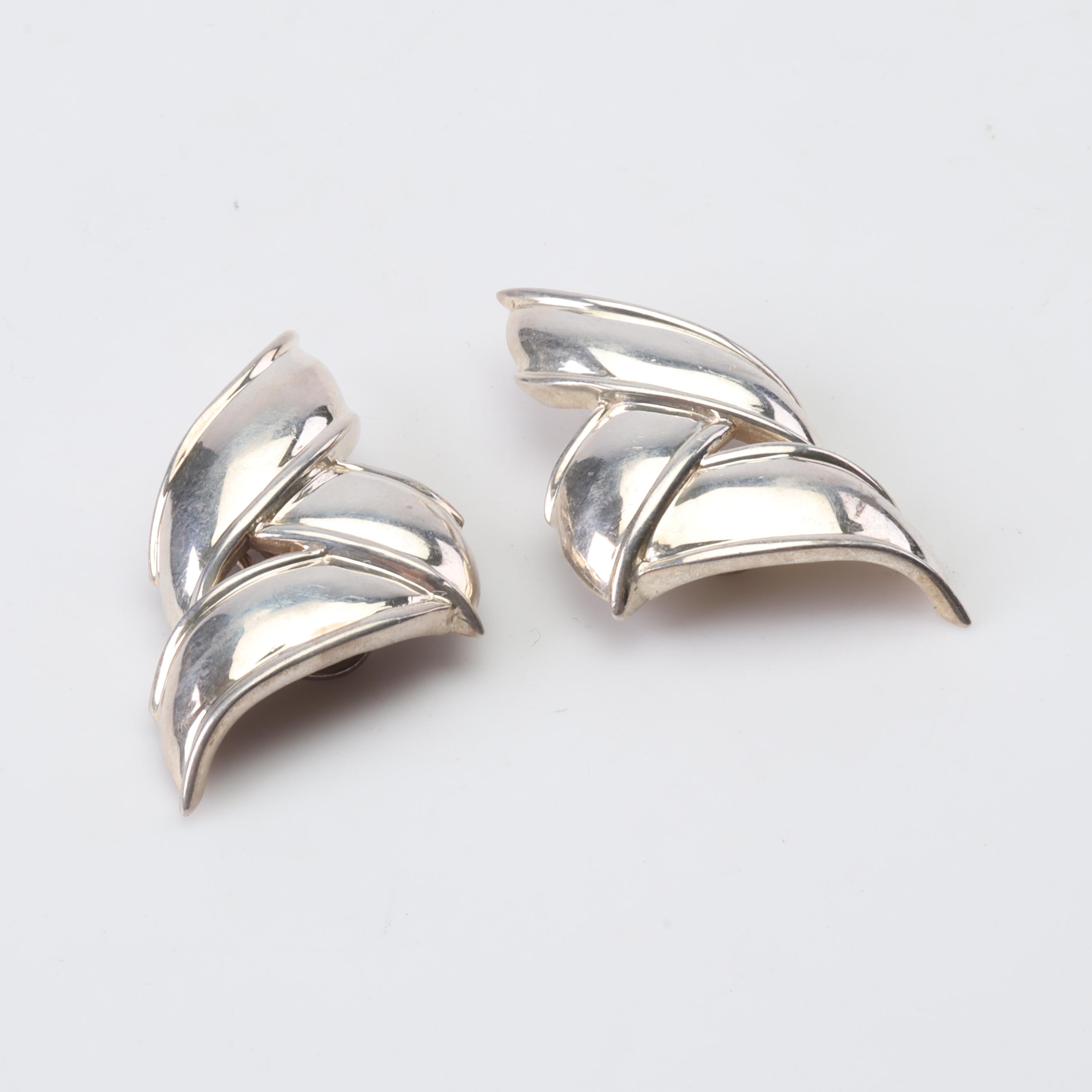 Tiffany & Co Sterling Silver Ribbon Earrings