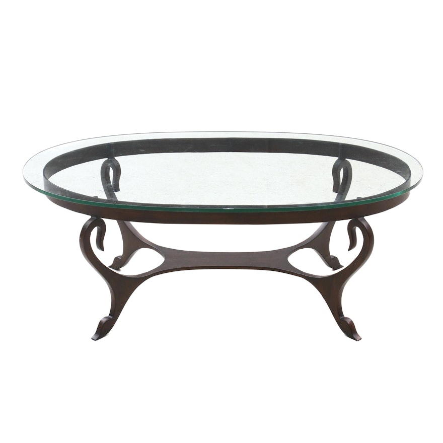 Contemporary Glass Top Metal Base Coffee Table