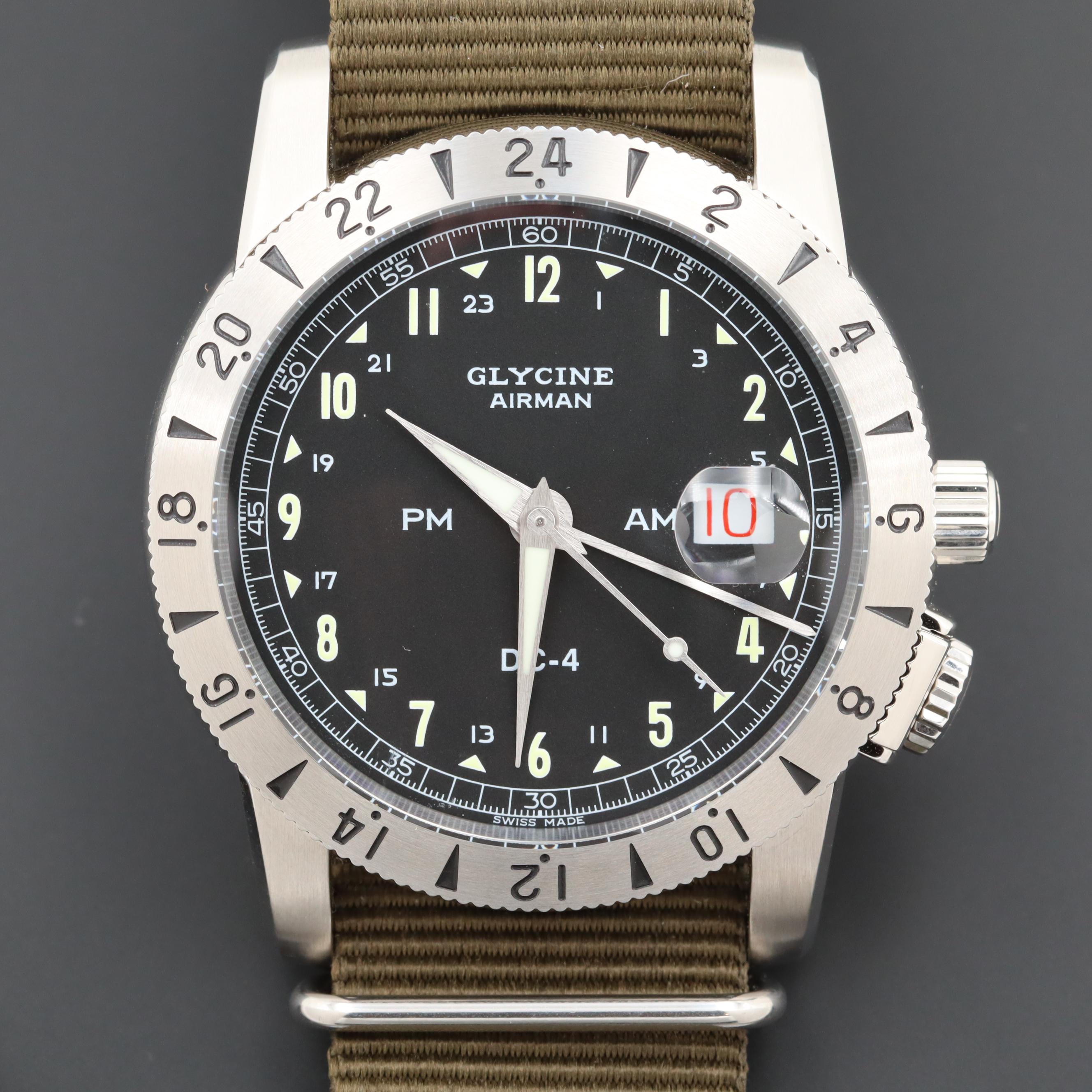 Glycine Airman DC - 4 GMT Stainless Steel Automatic Watch, 2018