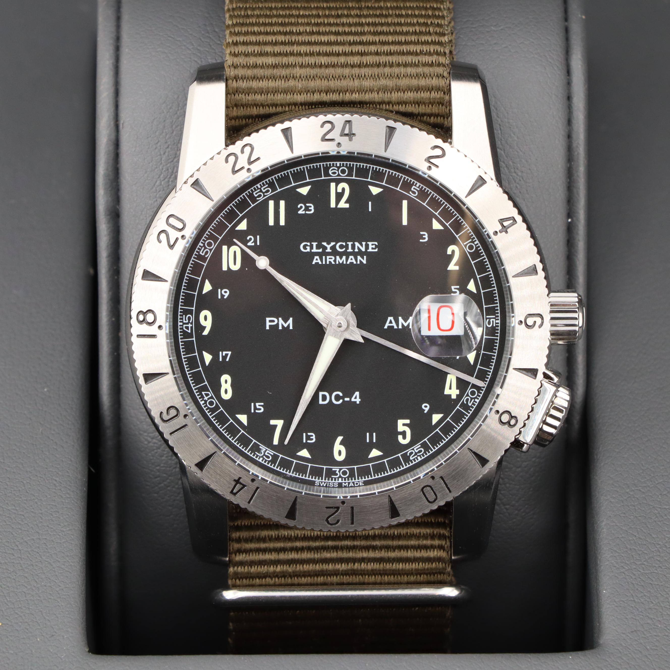 Glycine Airman DC - 4 GMT Stainless Steel Automatic Watch, 2018