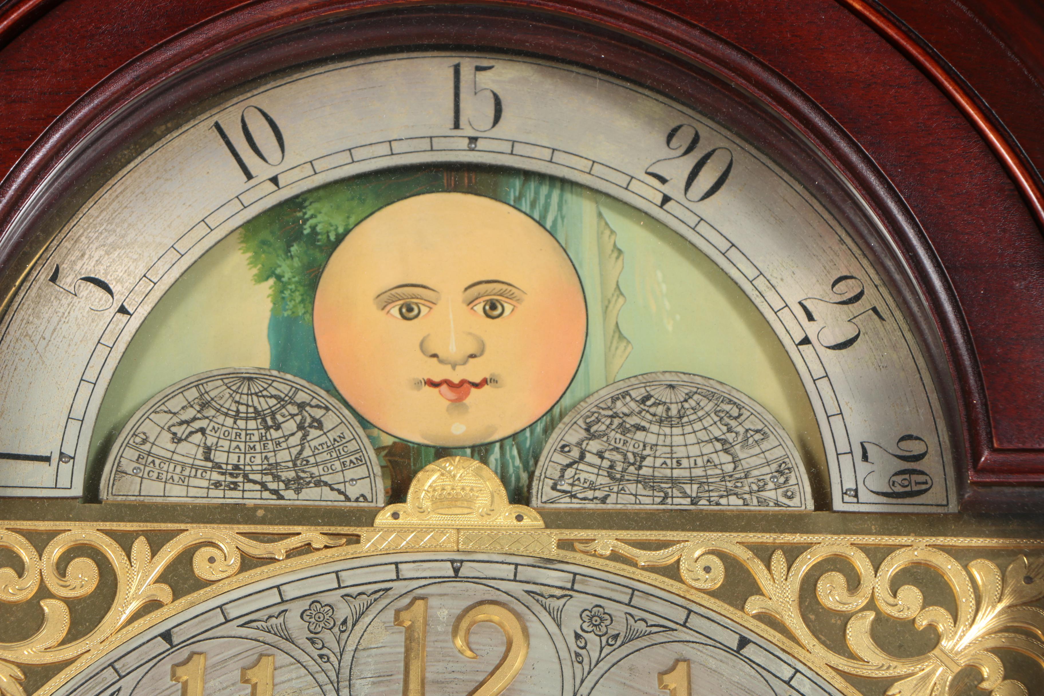 Herschede Hall Clock Co., Mahogany Tall Case Clock, Early 20th Century