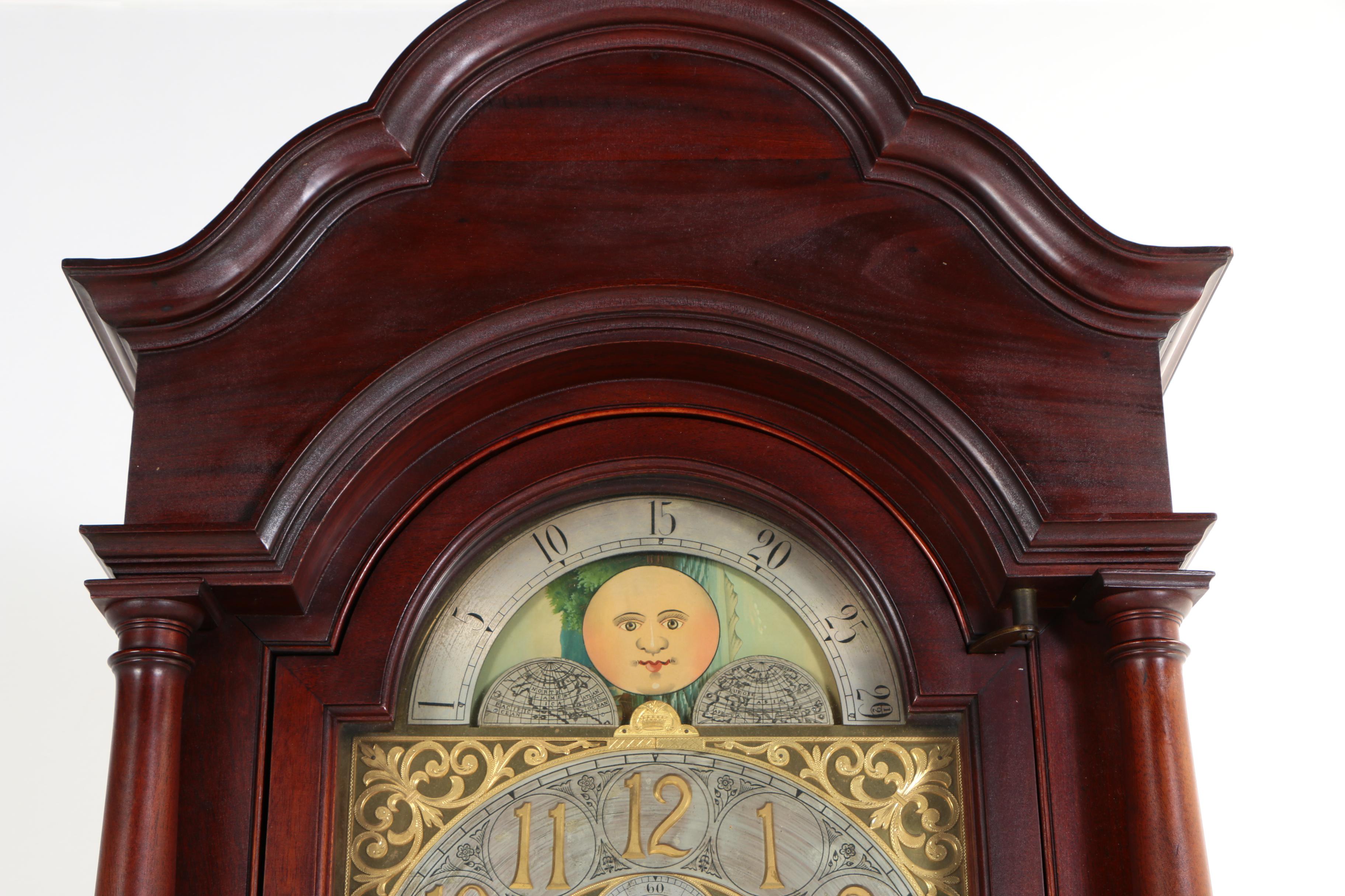 Herschede Hall Clock Co., Mahogany Tall Case Clock, Early 20th Century
