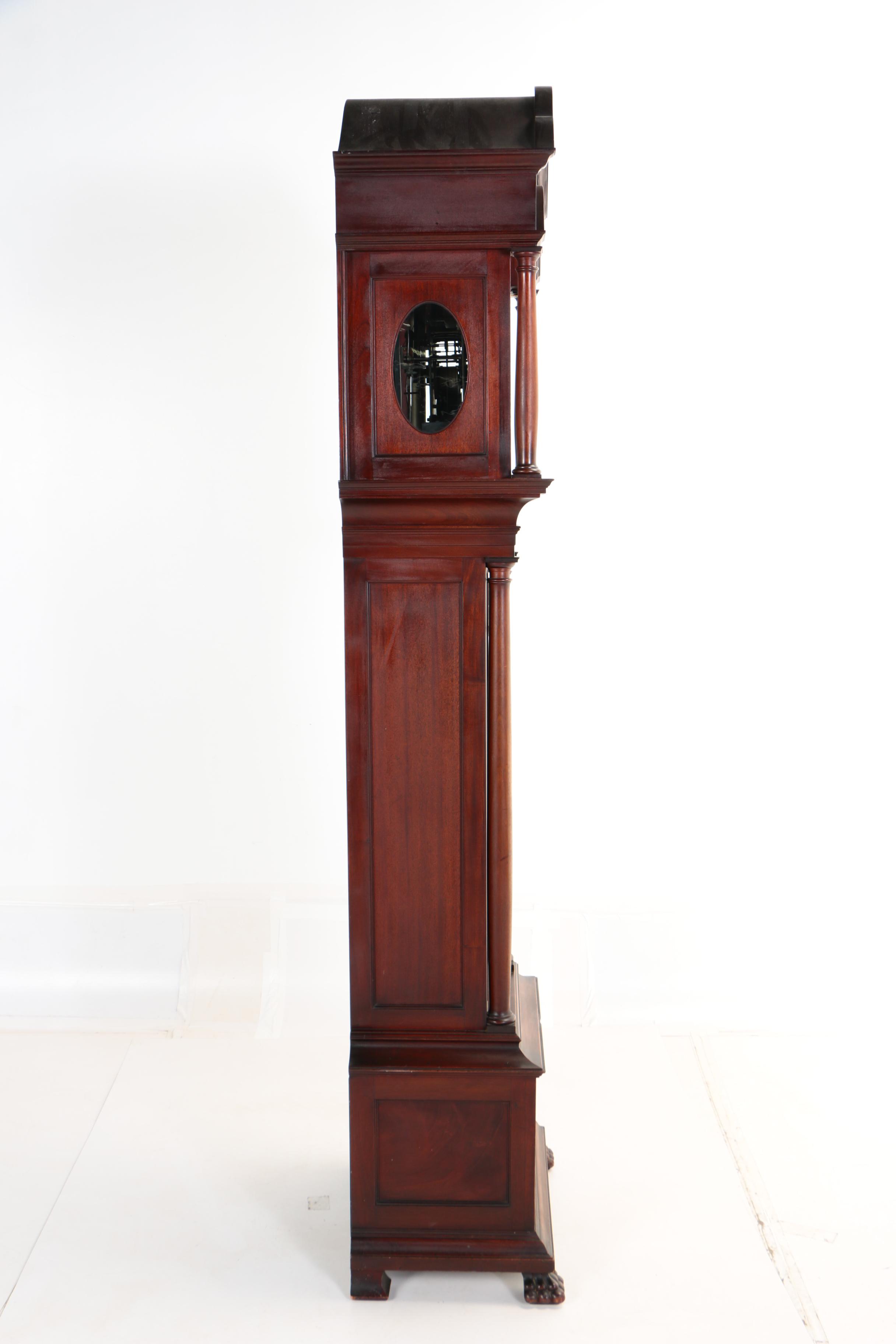 Herschede Hall Clock Co., Mahogany Tall Case Clock, Early 20th Century