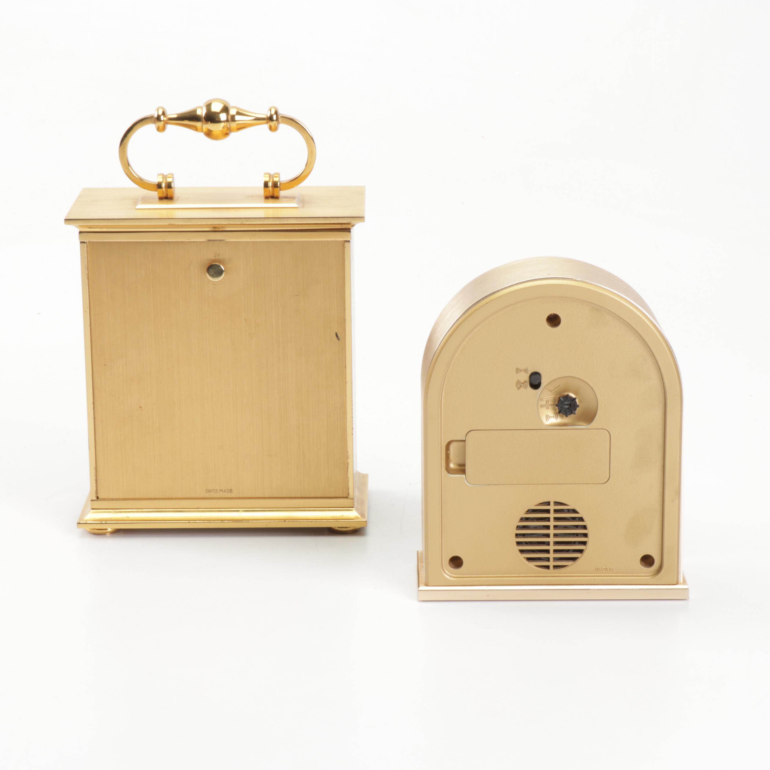 Contemporary Hamilton Swiss Made Carriage Clock and Seiko Chime Alarm Clock