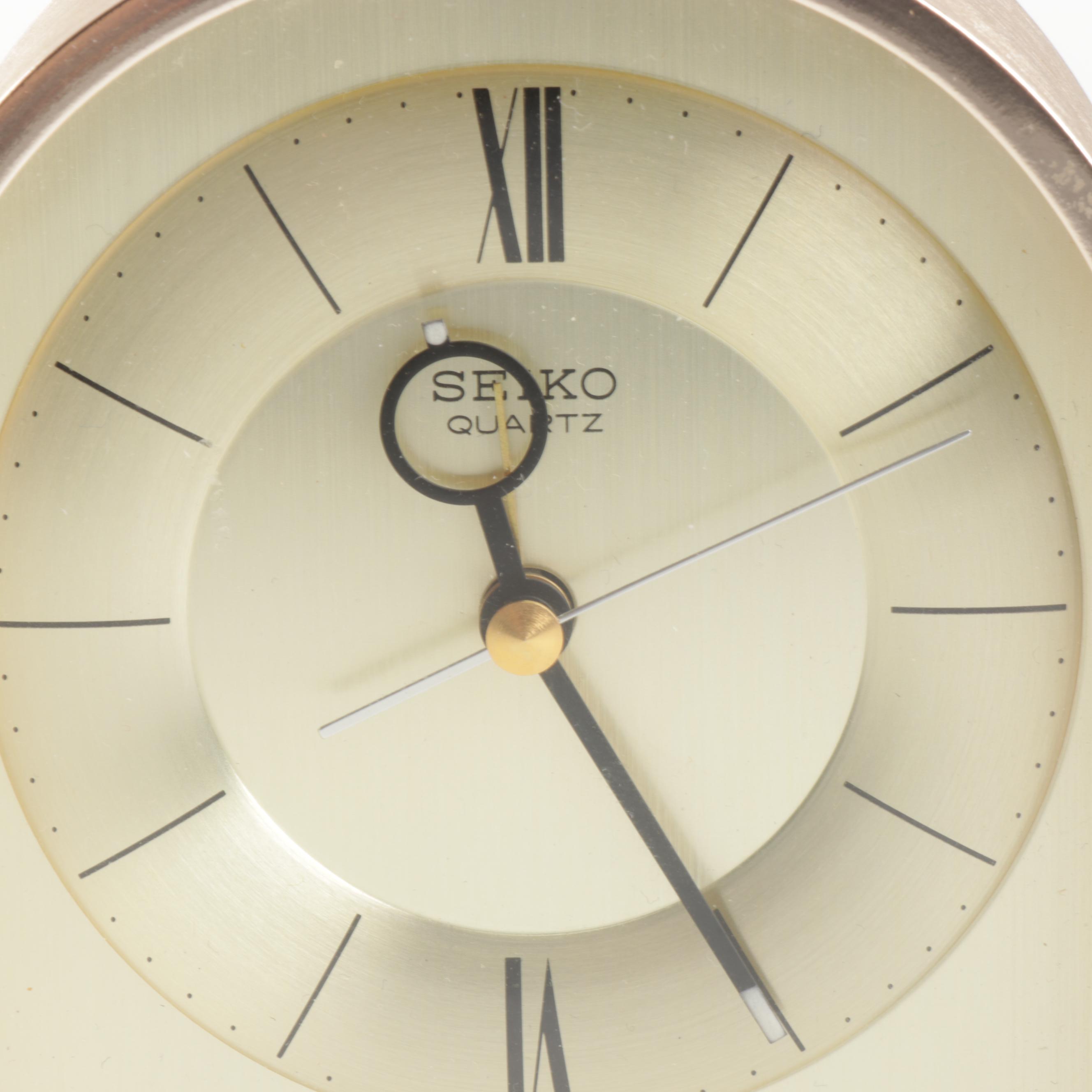 Contemporary Hamilton Swiss Made Carriage Clock and Seiko Chime Alarm Clock