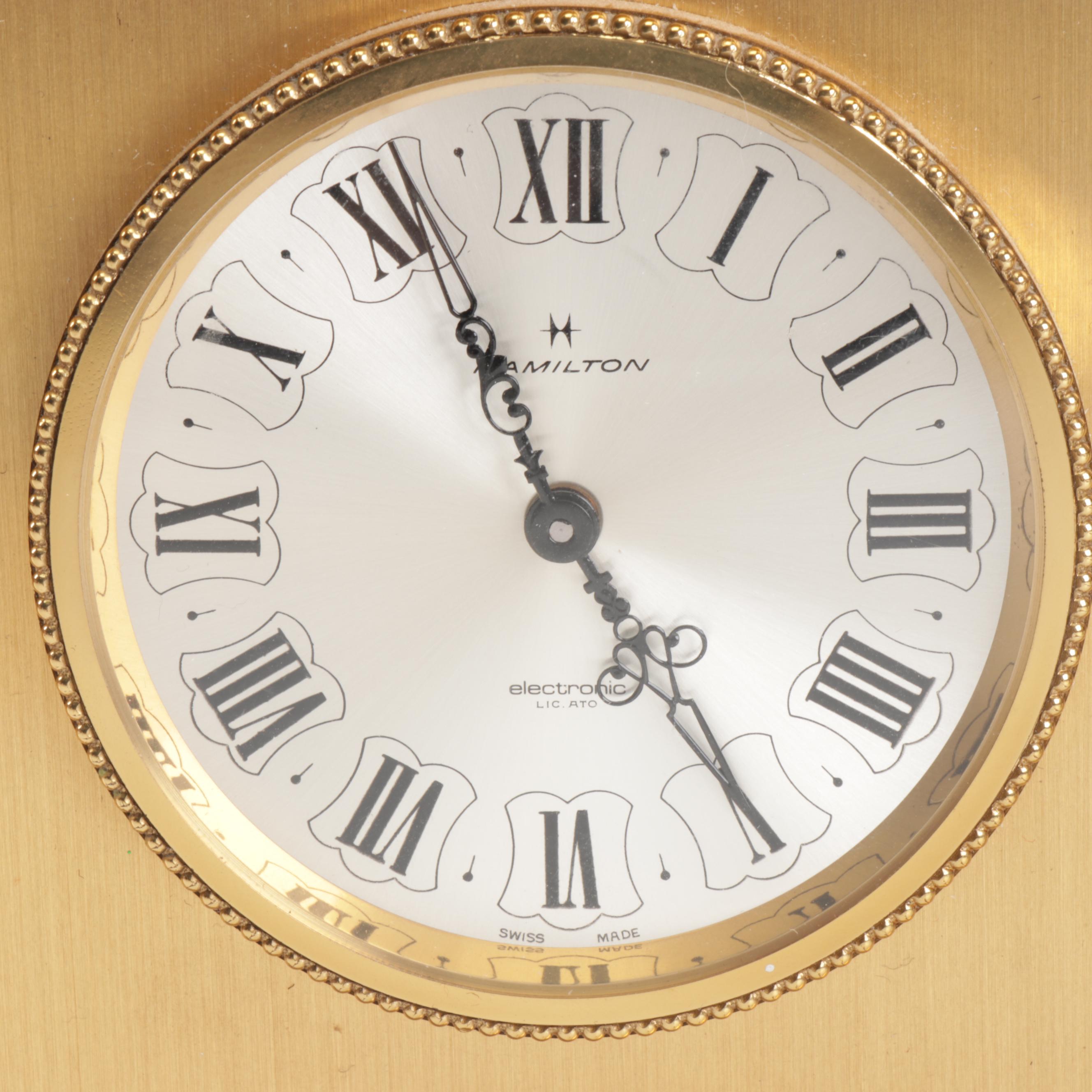 Contemporary Hamilton Swiss Made Carriage Clock and Seiko Chime Alarm Clock