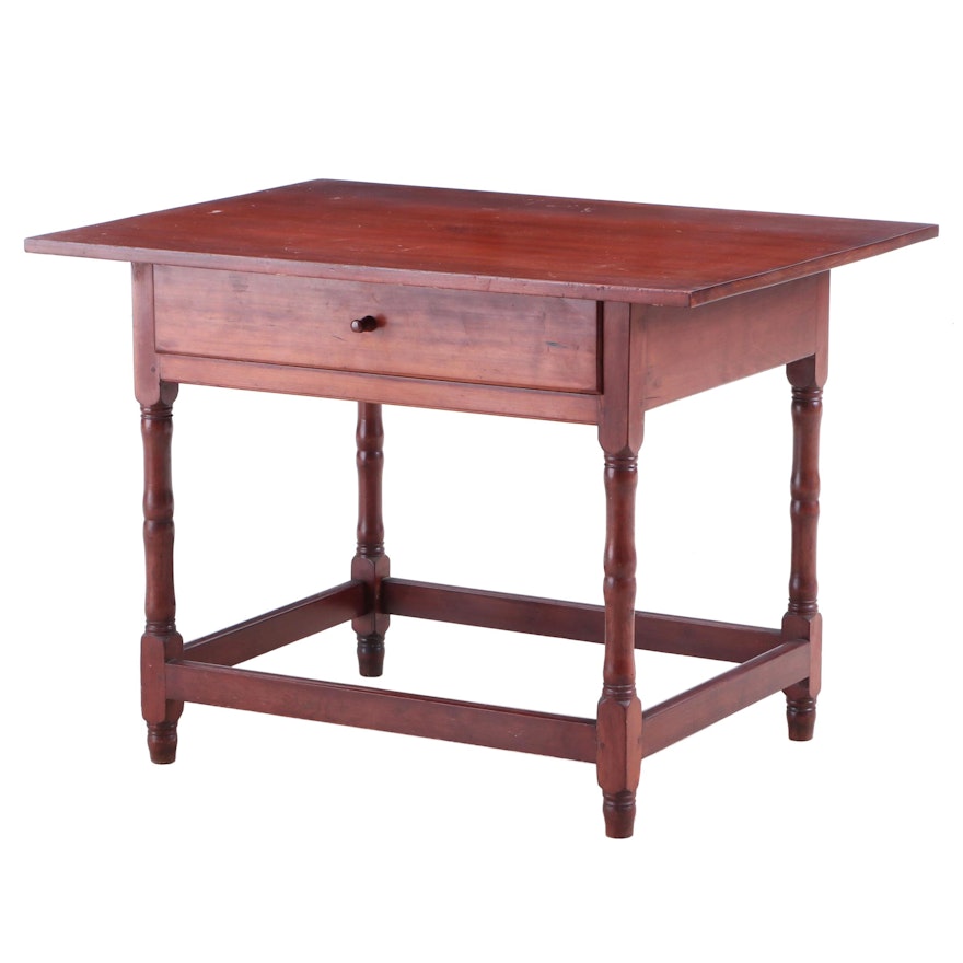 American Cherry Tavern Table with Drawer, Late 18th Century
