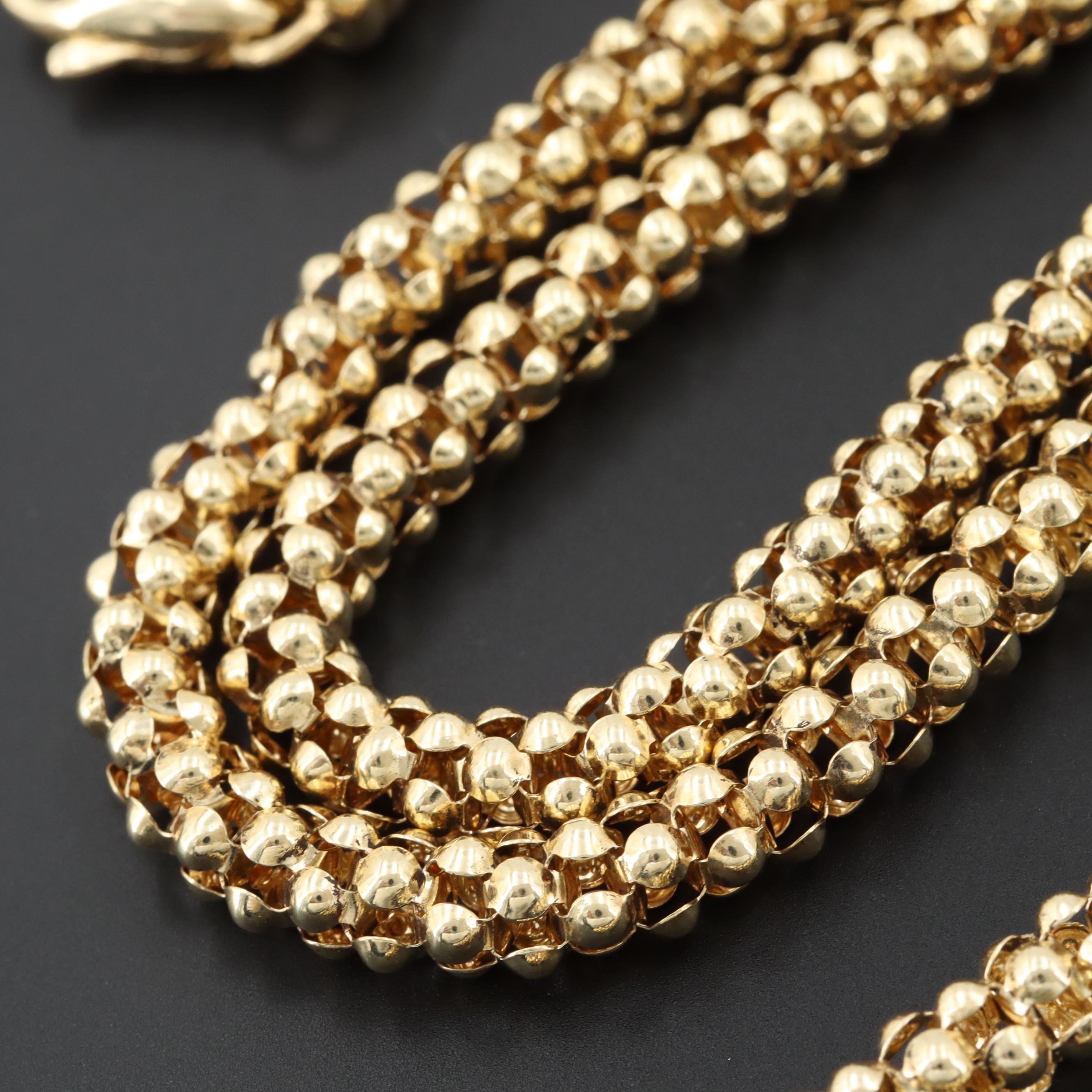 14K Yellow Gold Popcorn Link Chain Necklace