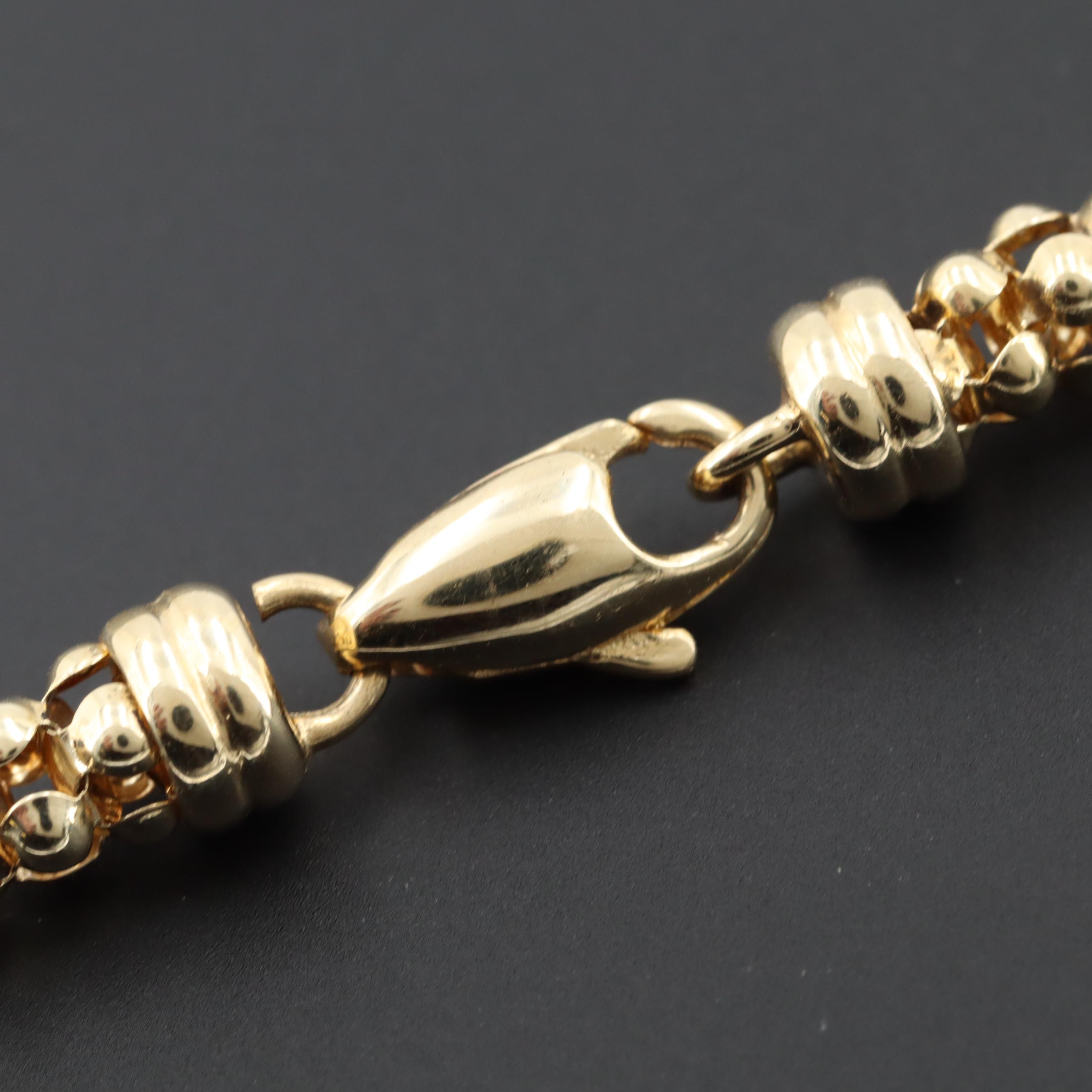 14K Yellow Gold Popcorn Link Chain Necklace