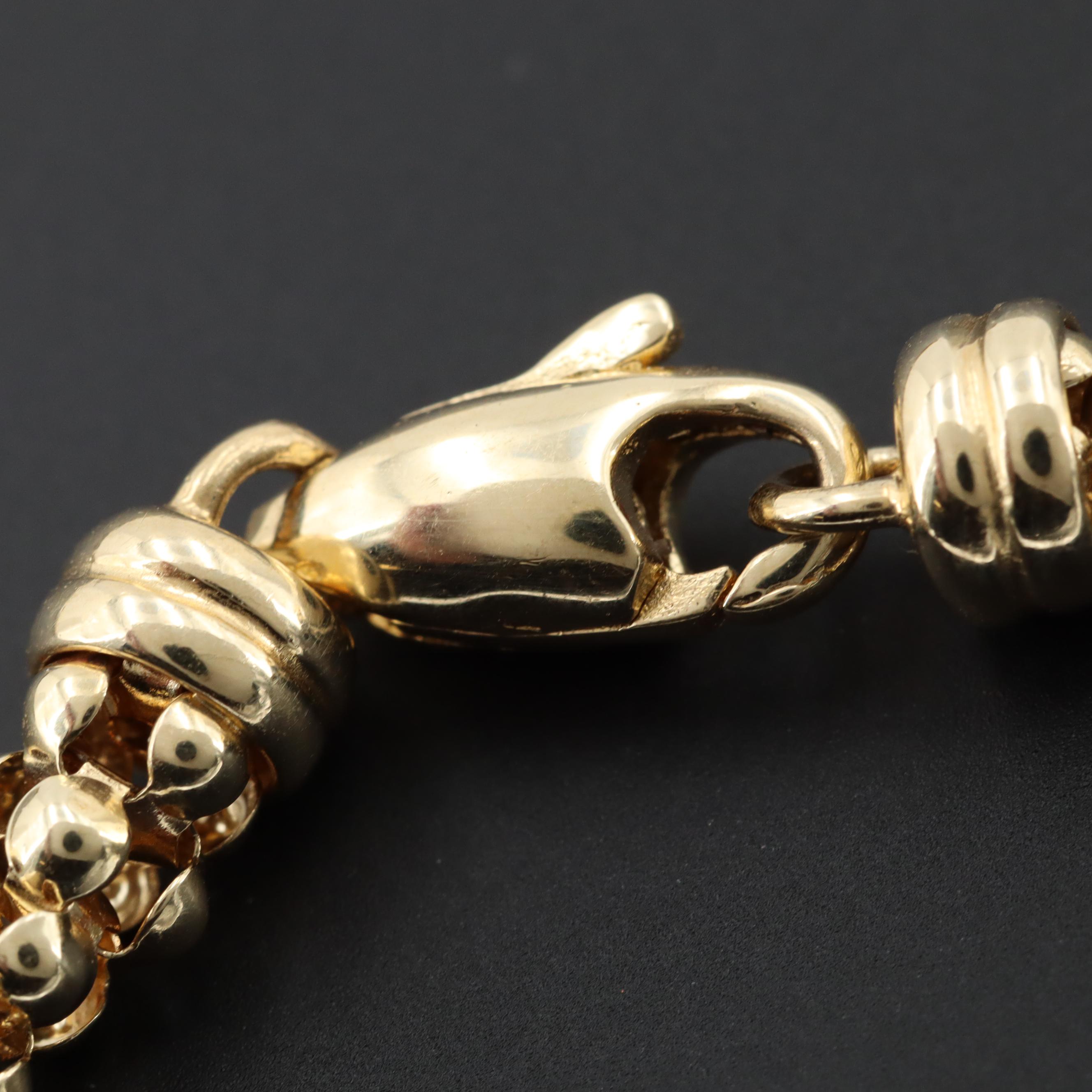 14K Yellow Gold Popcorn Link Chain Necklace