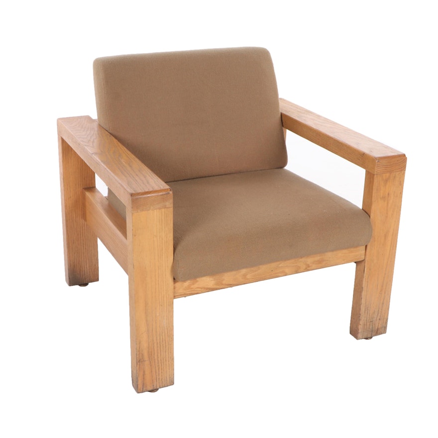 Modern Upholstered Oak Lounge Chair, Late 20th Century