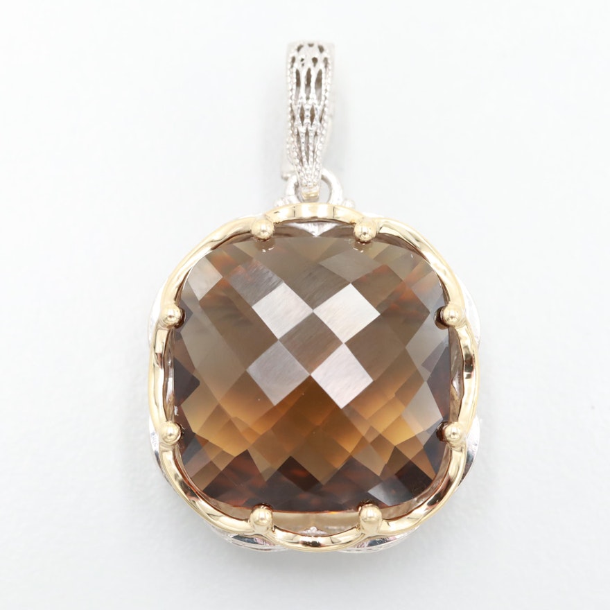 Tacori Sterling Smoky Quartz Enhancer Pendant with 18K Yellow Gold Accents