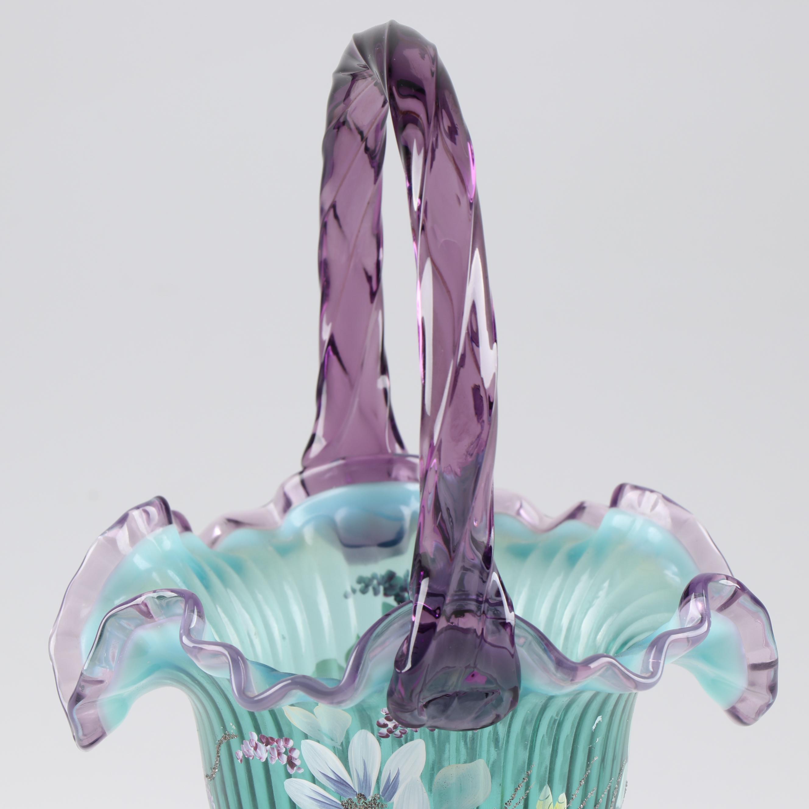 Fenton Art Glass Signed "New Century Collection" Glass Basket