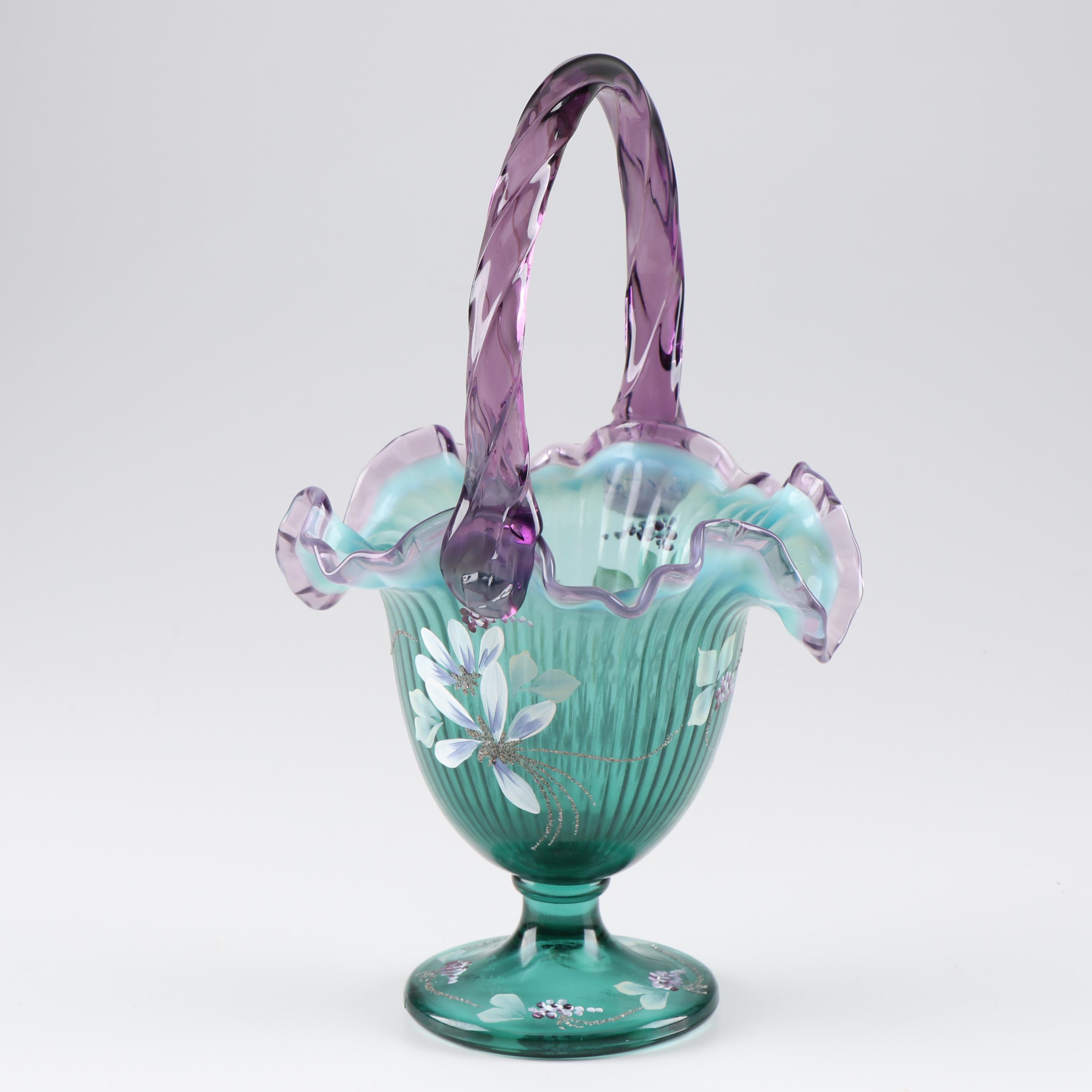 Fenton Art Glass Signed "New Century Collection" Glass Basket