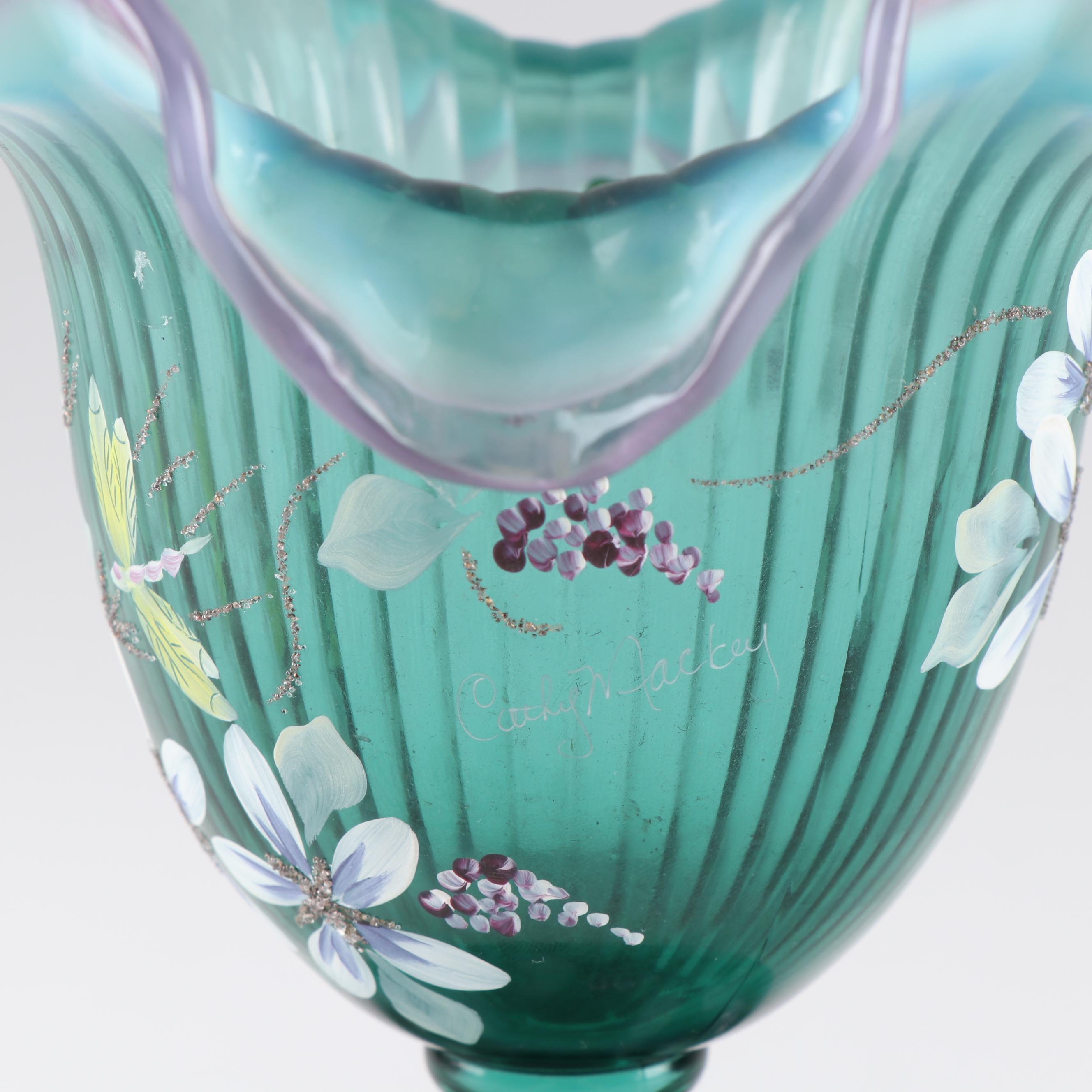 Fenton Art Glass Signed "New Century Collection" Glass Basket