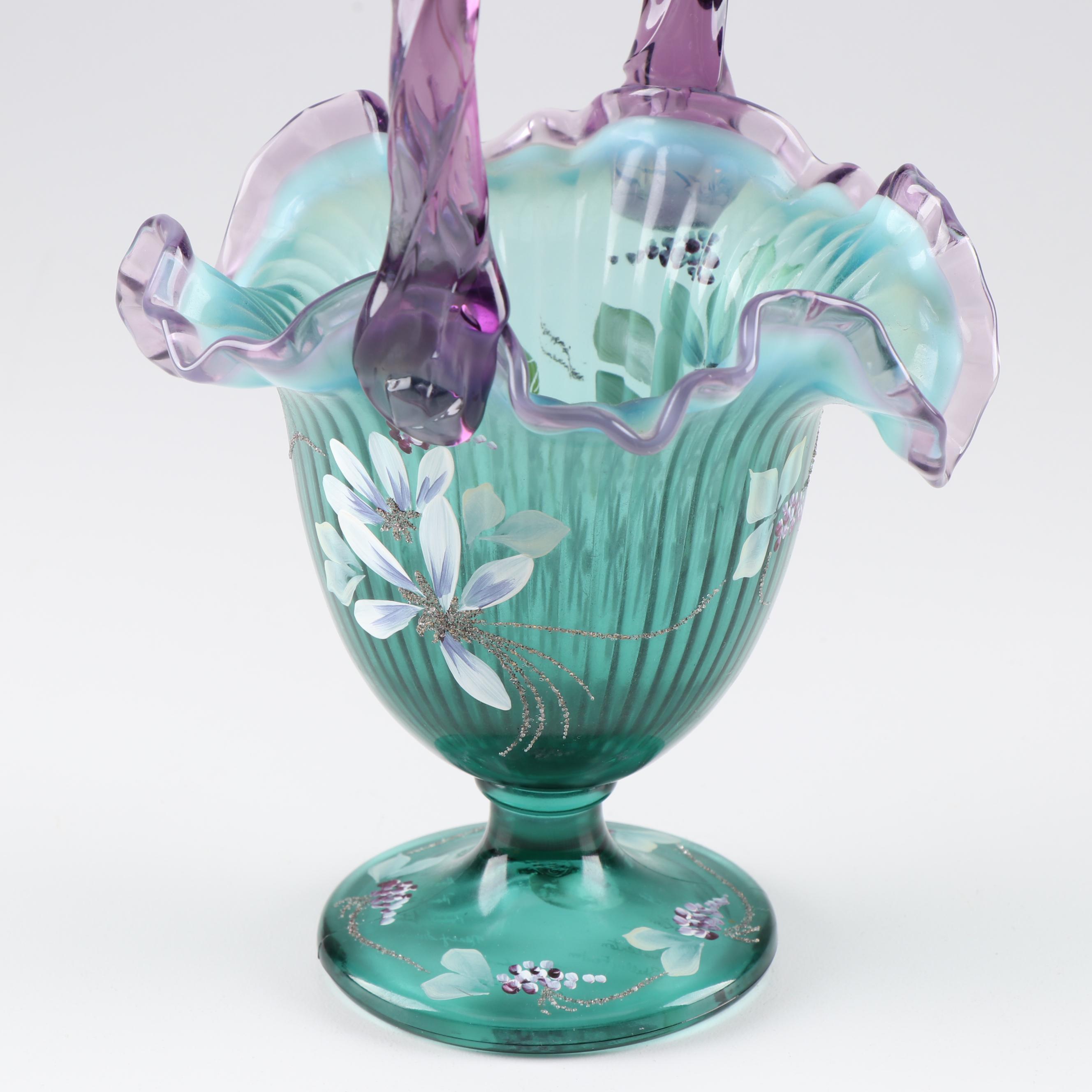 Fenton Art Glass Signed "New Century Collection" Glass Basket