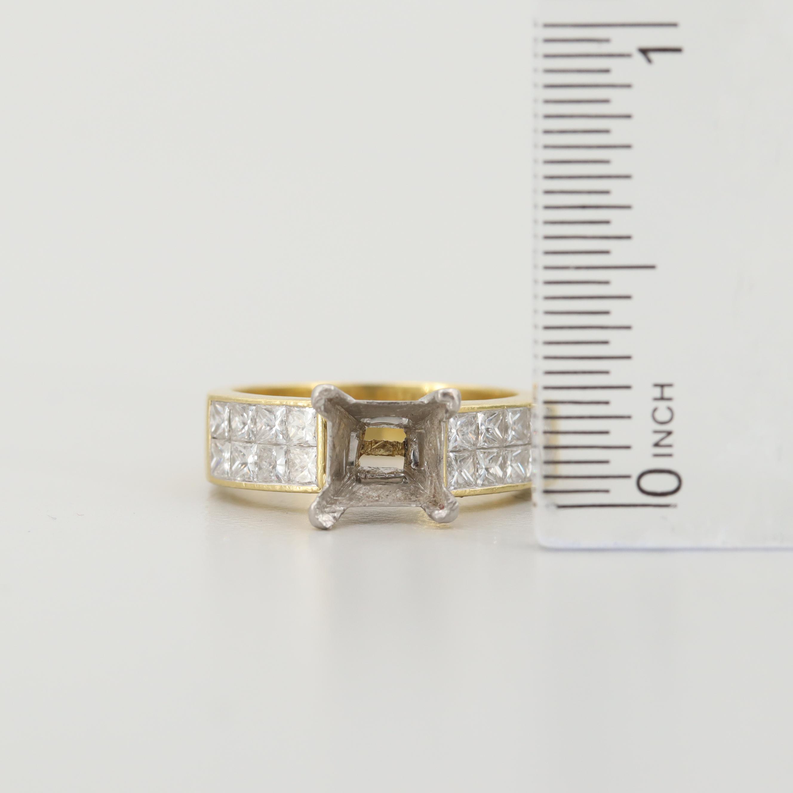 18K Yellow Gold Diamond Semi Mount Ring