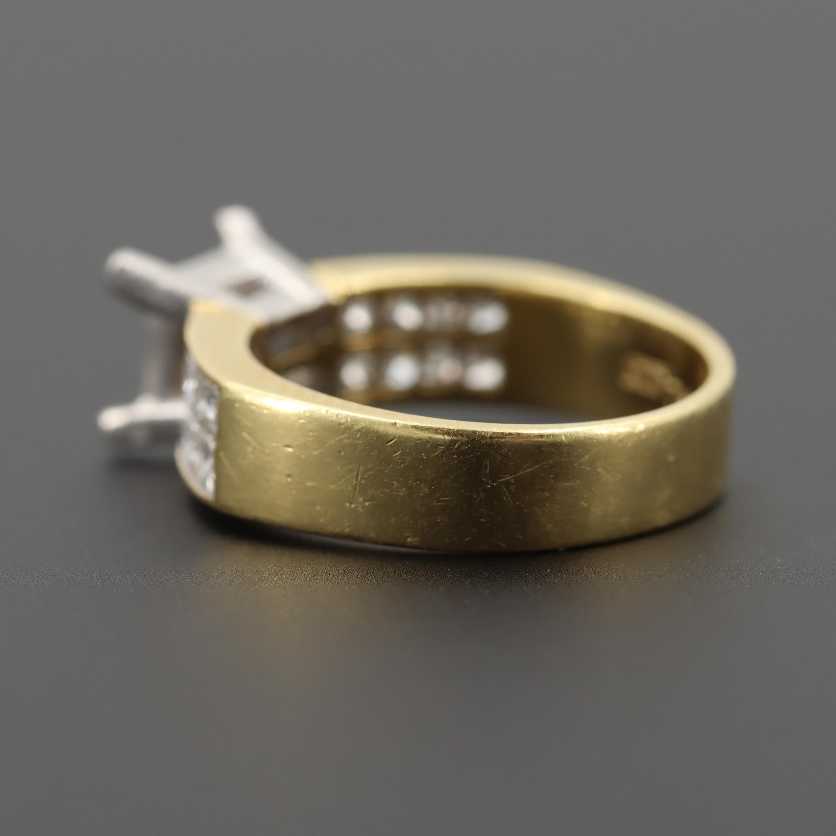 18K Yellow Gold Diamond Semi Mount Ring