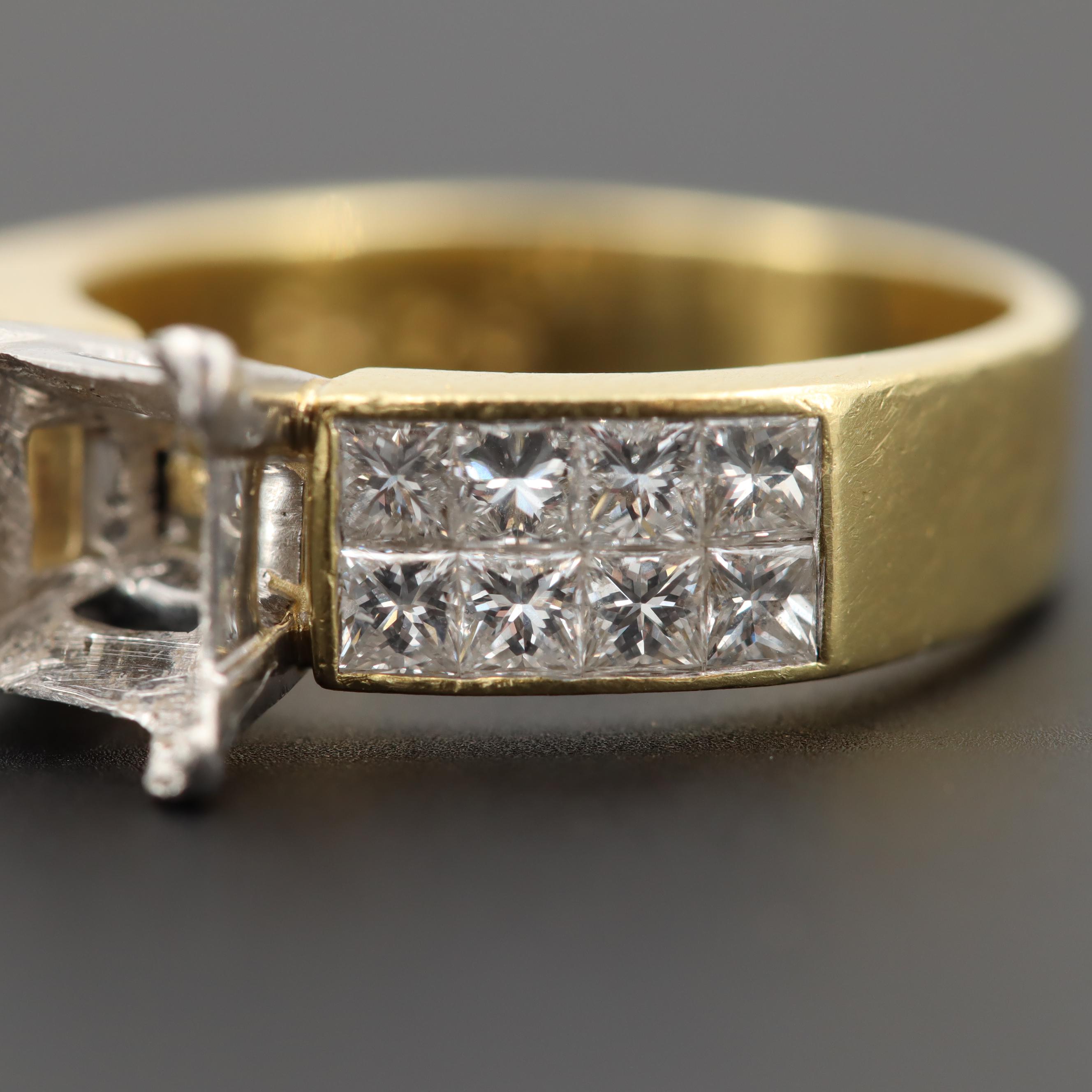 18K Yellow Gold Diamond Semi Mount Ring