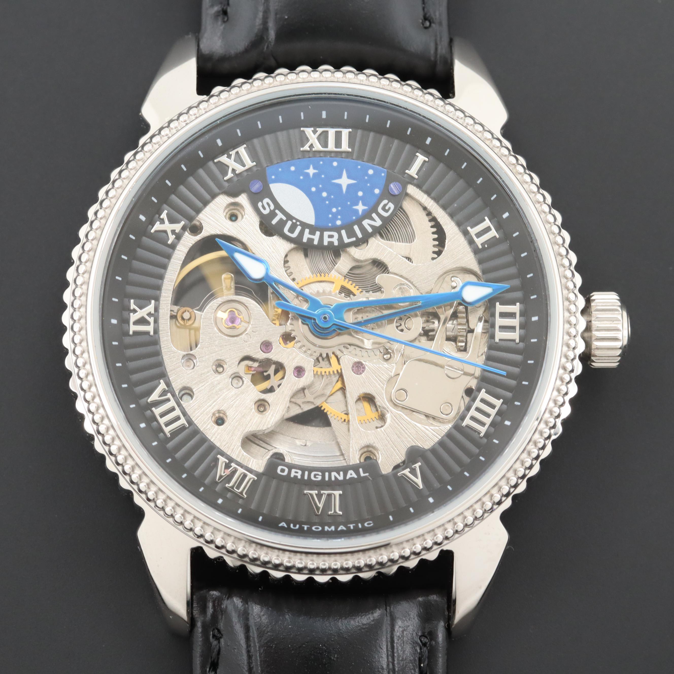 Stuhrling Skeleton Dial Stainless Steel Automatic Watch