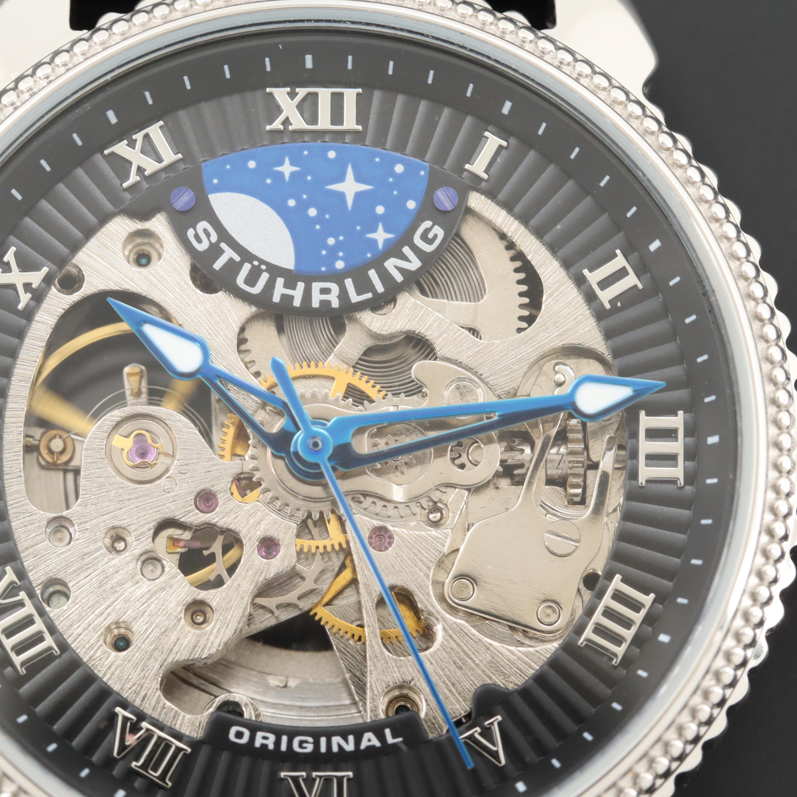 Stuhrling Skeleton Dial Stainless Steel Automatic Watch