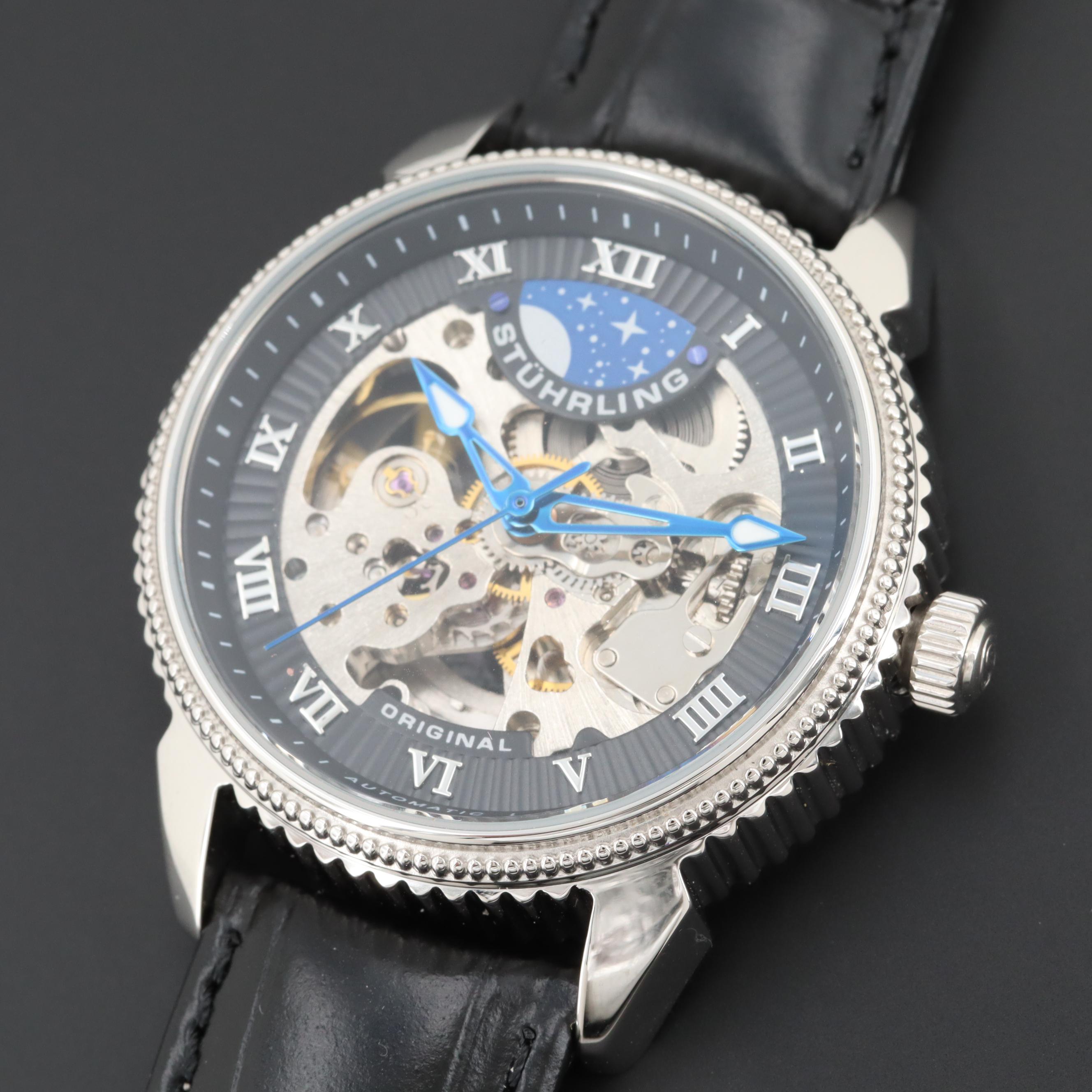 Stuhrling Skeleton Dial Stainless Steel Automatic Watch