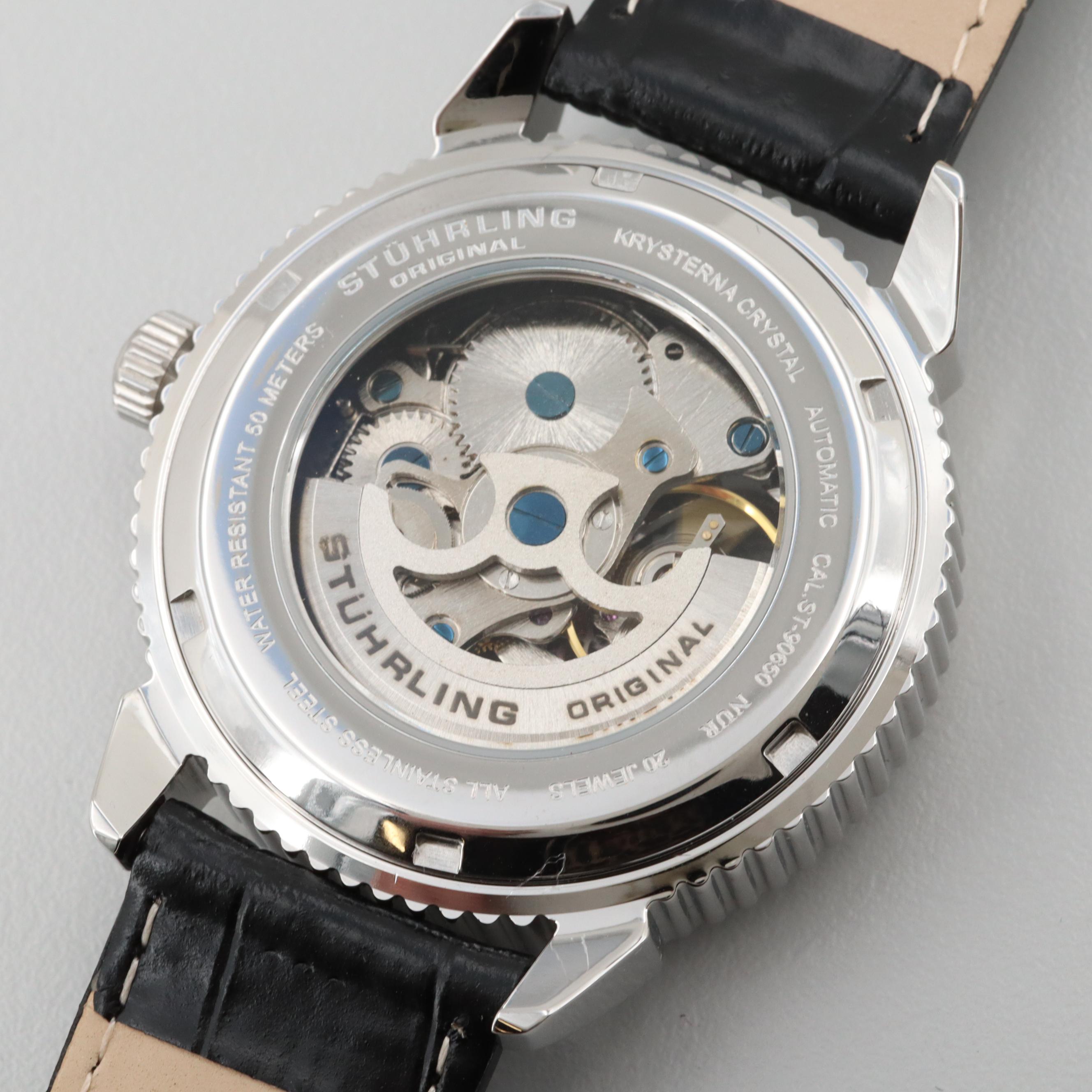 Stuhrling Skeleton Dial Stainless Steel Automatic Watch