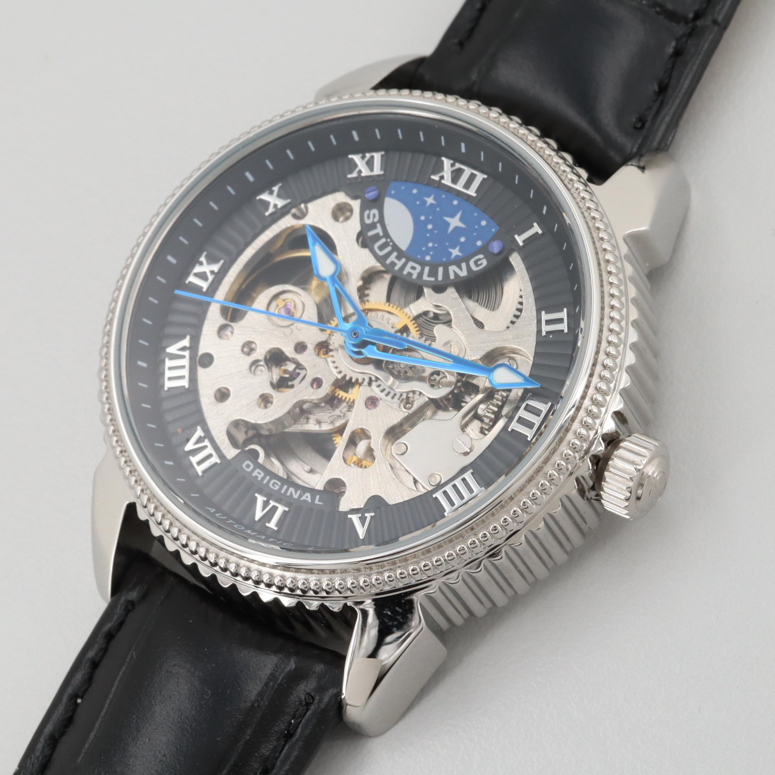 Stuhrling Skeleton Dial Stainless Steel Automatic Watch