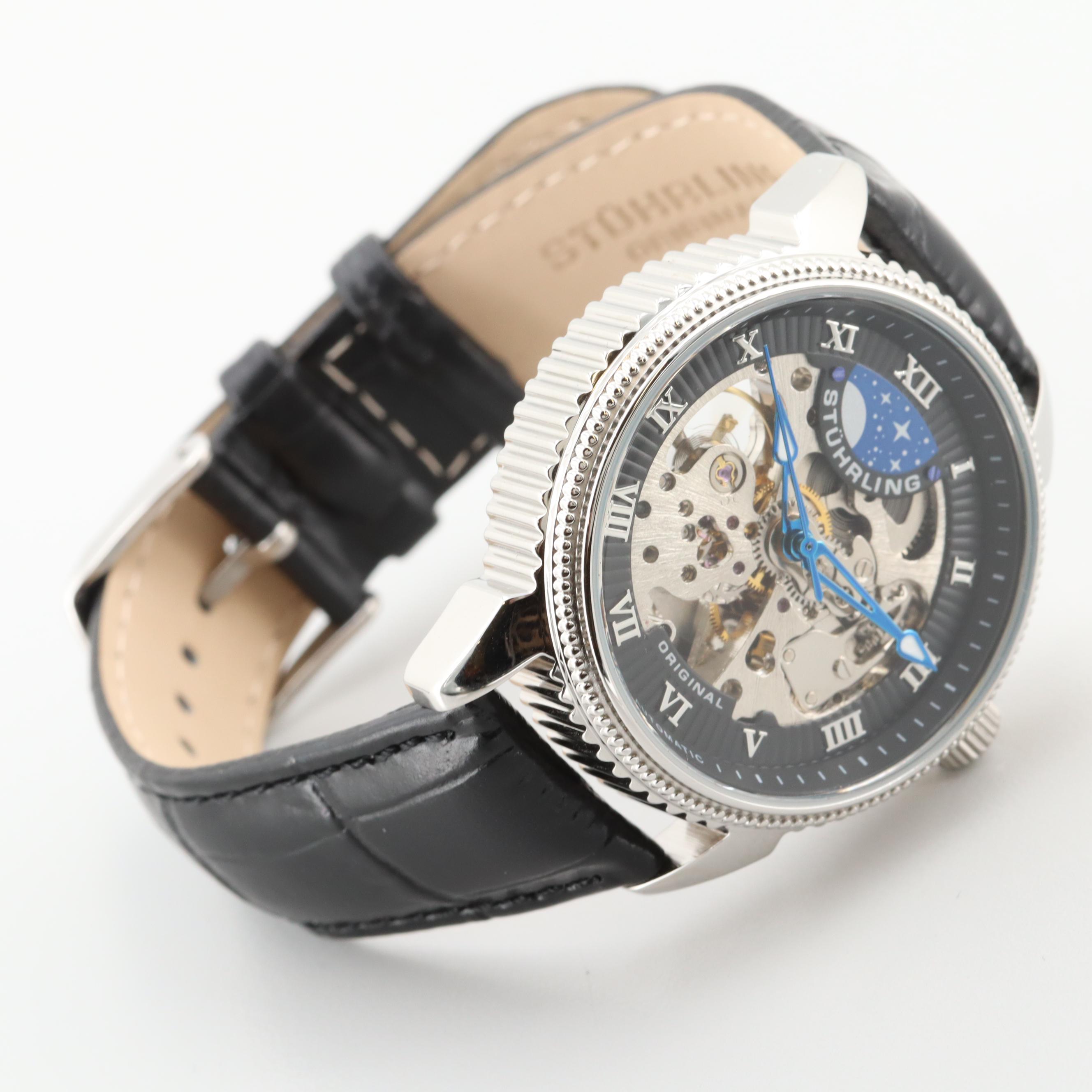 Stuhrling Skeleton Dial Stainless Steel Automatic Watch