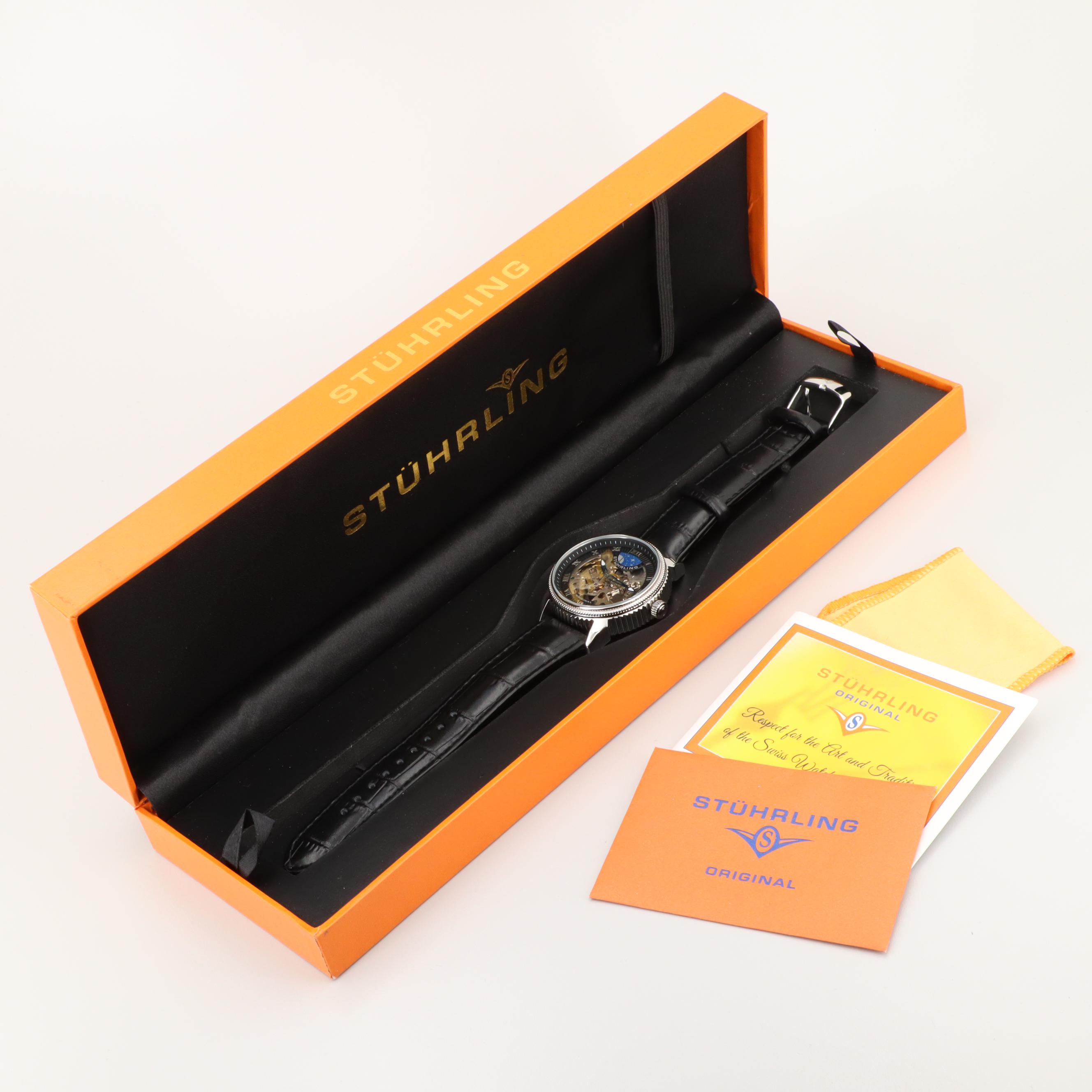 Stuhrling Skeleton Dial Stainless Steel Automatic Watch