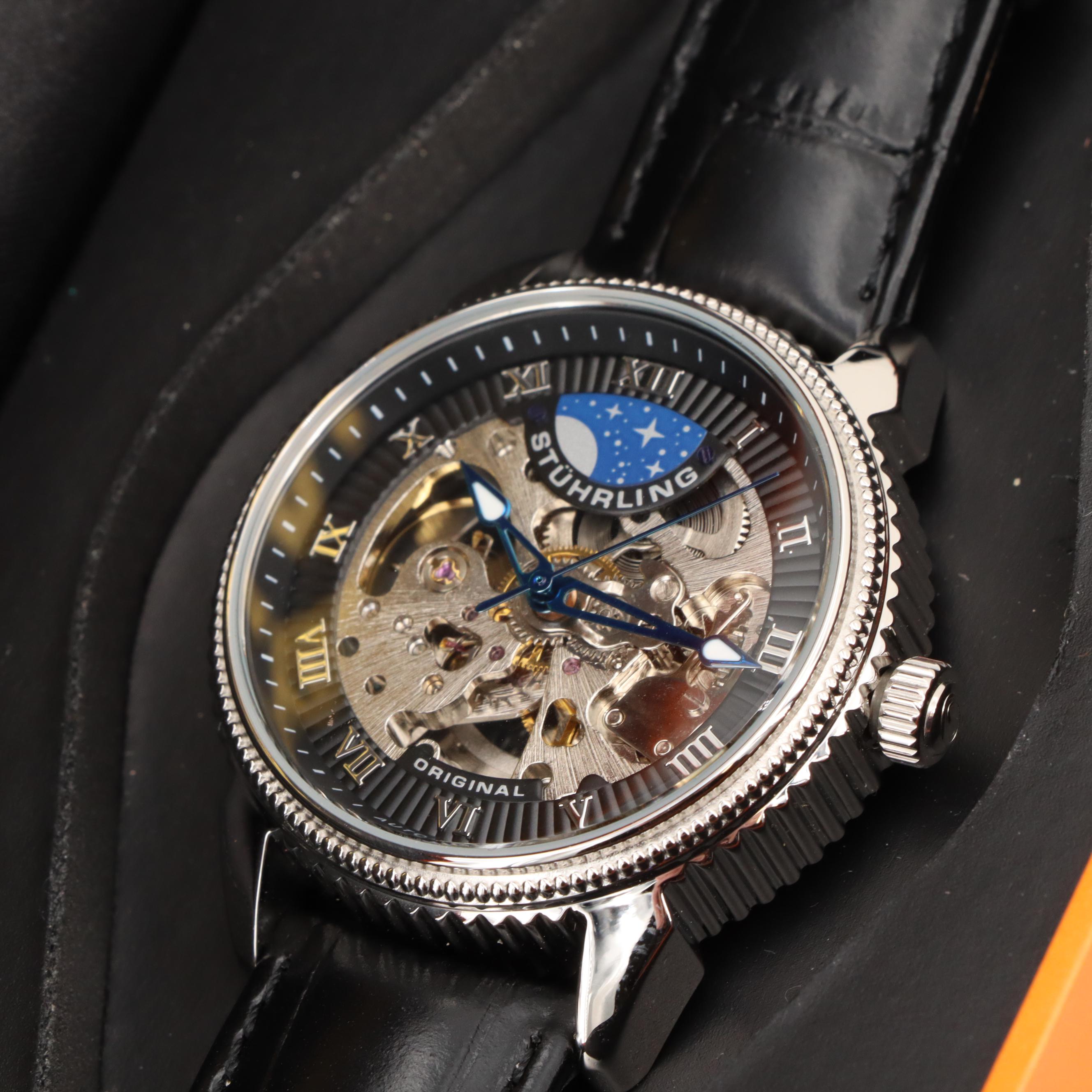 Stuhrling Skeleton Dial Stainless Steel Automatic Watch