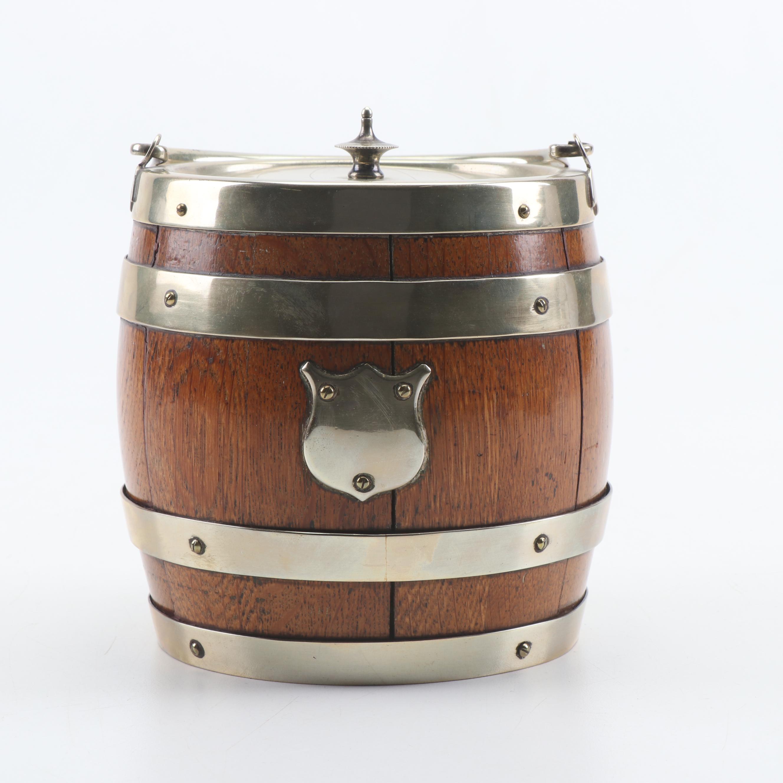 H.C. & Co. Silver Plate and Oak Ice Bucket