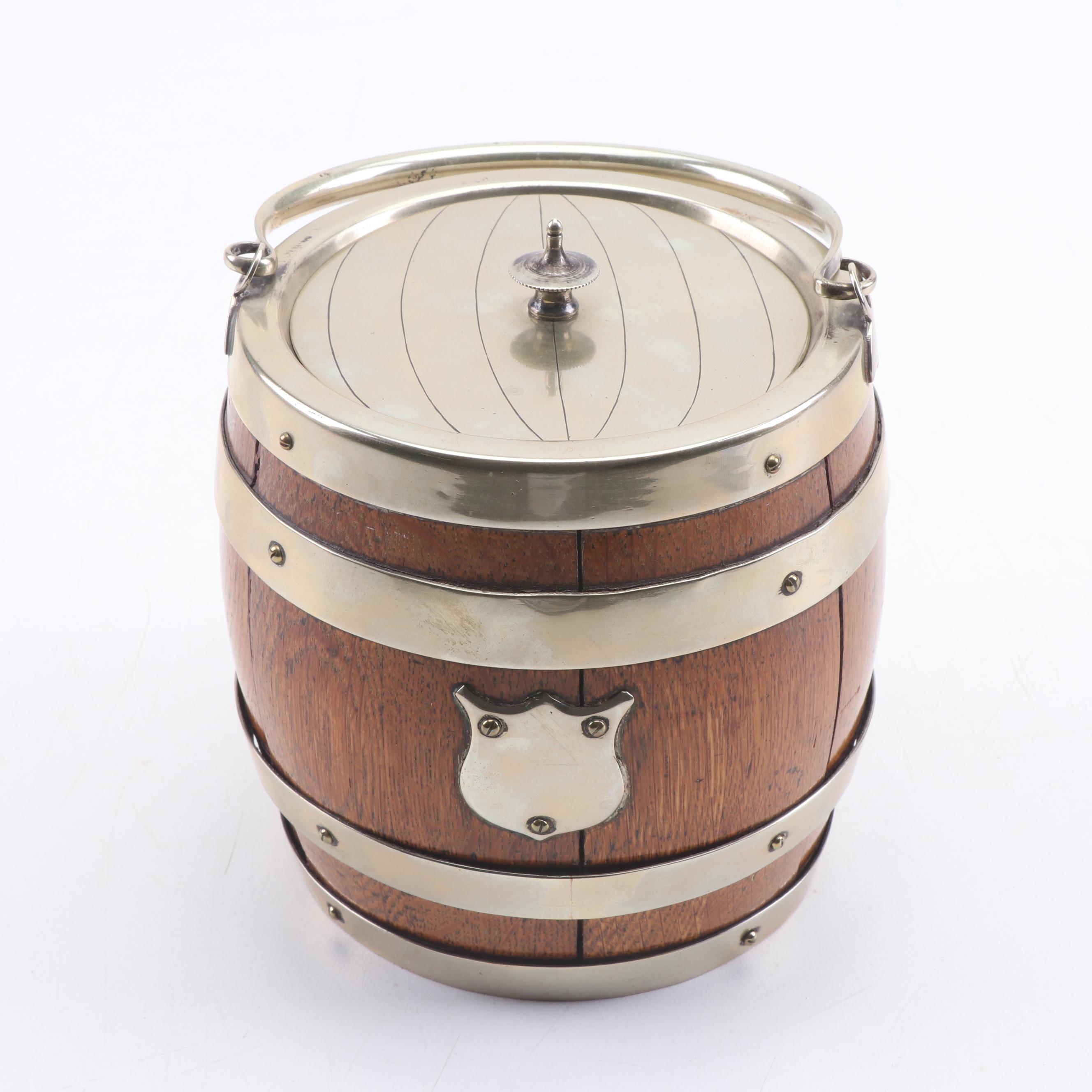 H.C. & Co. Silver Plate and Oak Ice Bucket