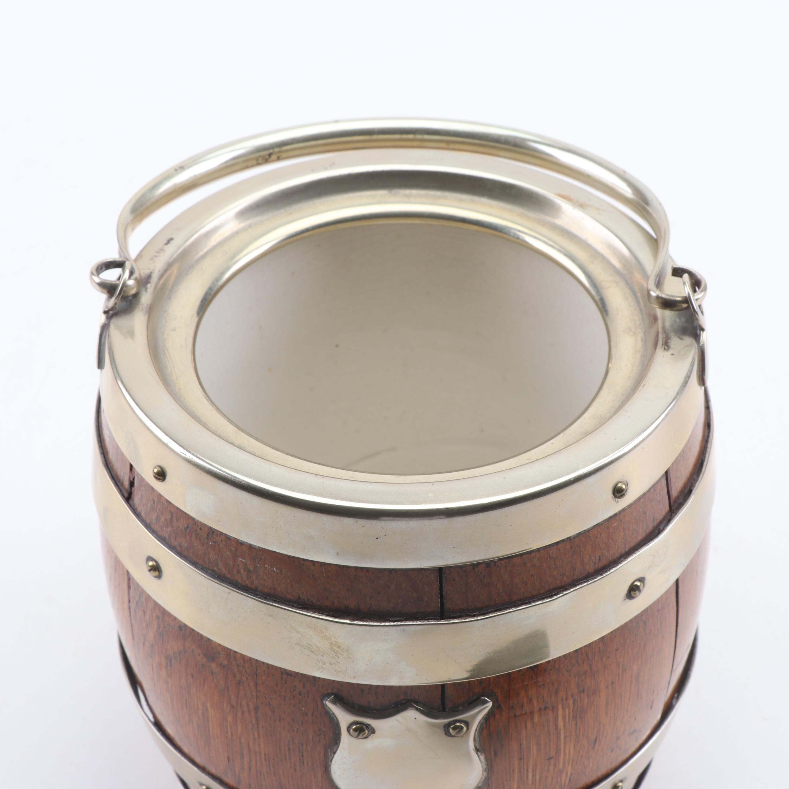H.C. & Co. Silver Plate and Oak Ice Bucket