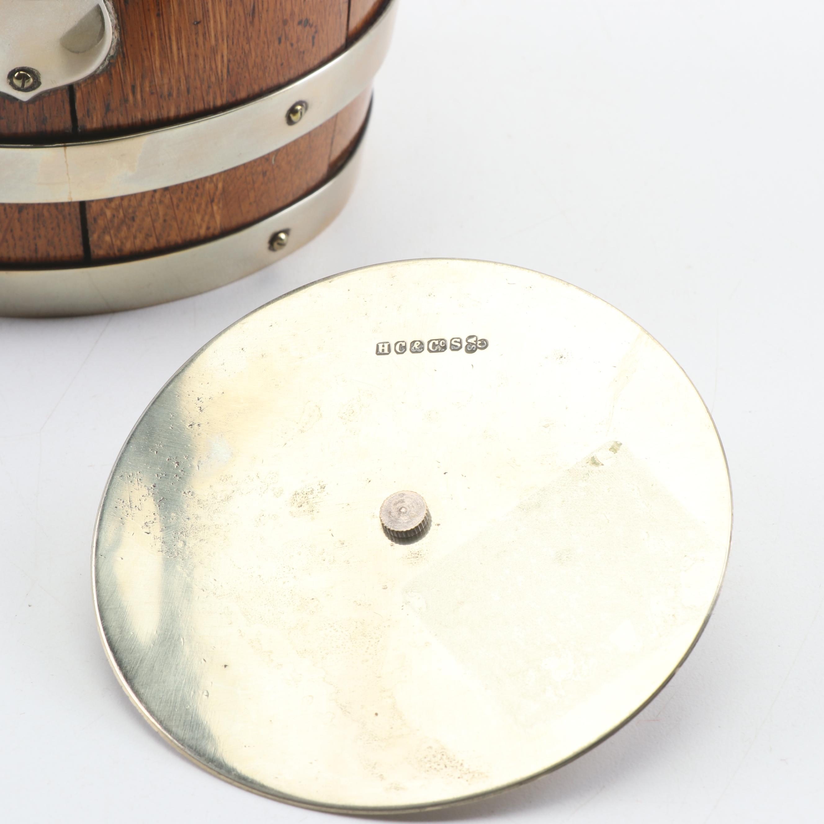 H.C. & Co. Silver Plate and Oak Ice Bucket