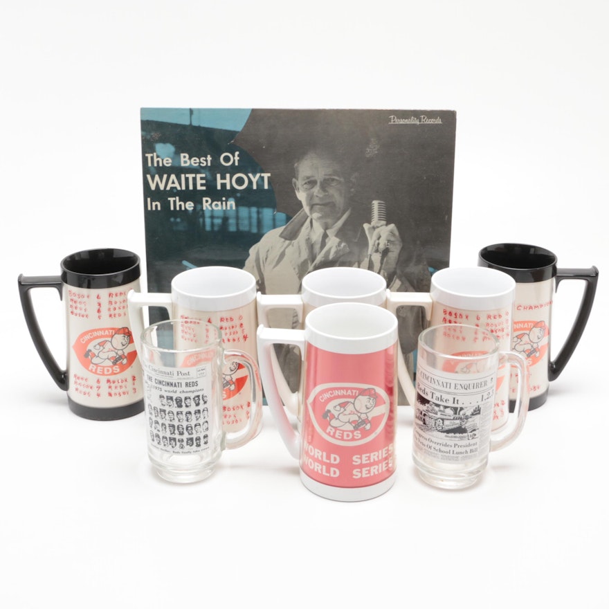 1970s Cincinnati Reds Drinking Mugs/Glasses with Waite Hoyt Burger Beer Album