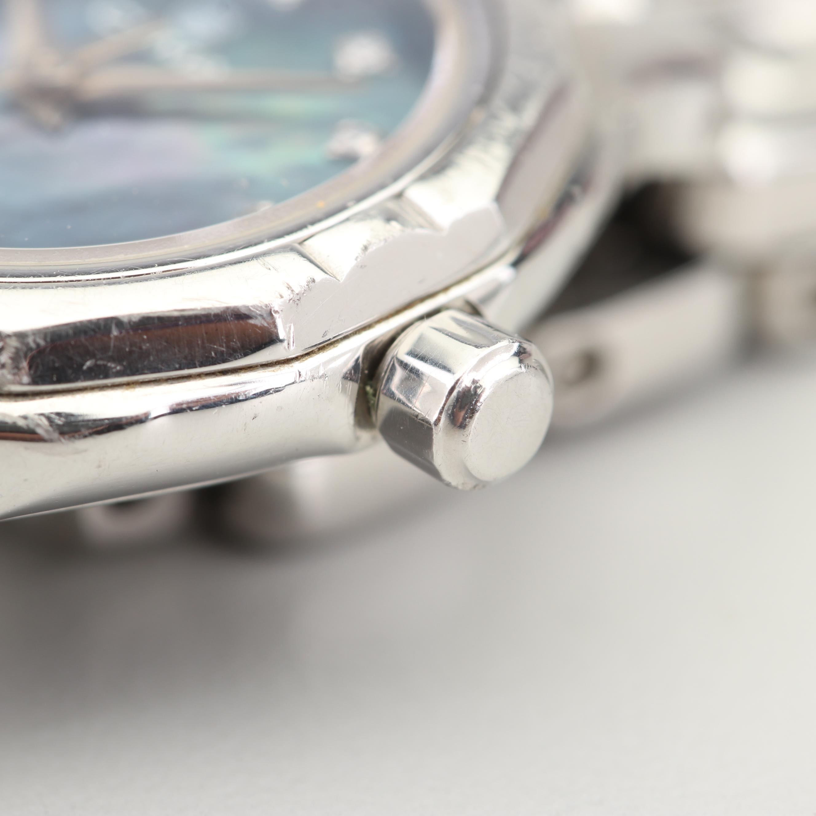 Cyma Stainless Steel Watch with Diamond and Mother of Pearl Dial