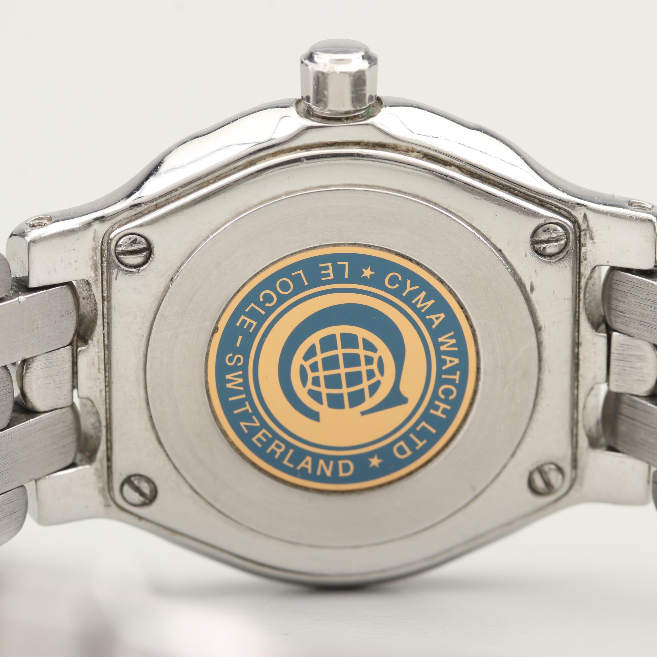 Cyma Stainless Steel Watch with Diamond and Mother of Pearl Dial