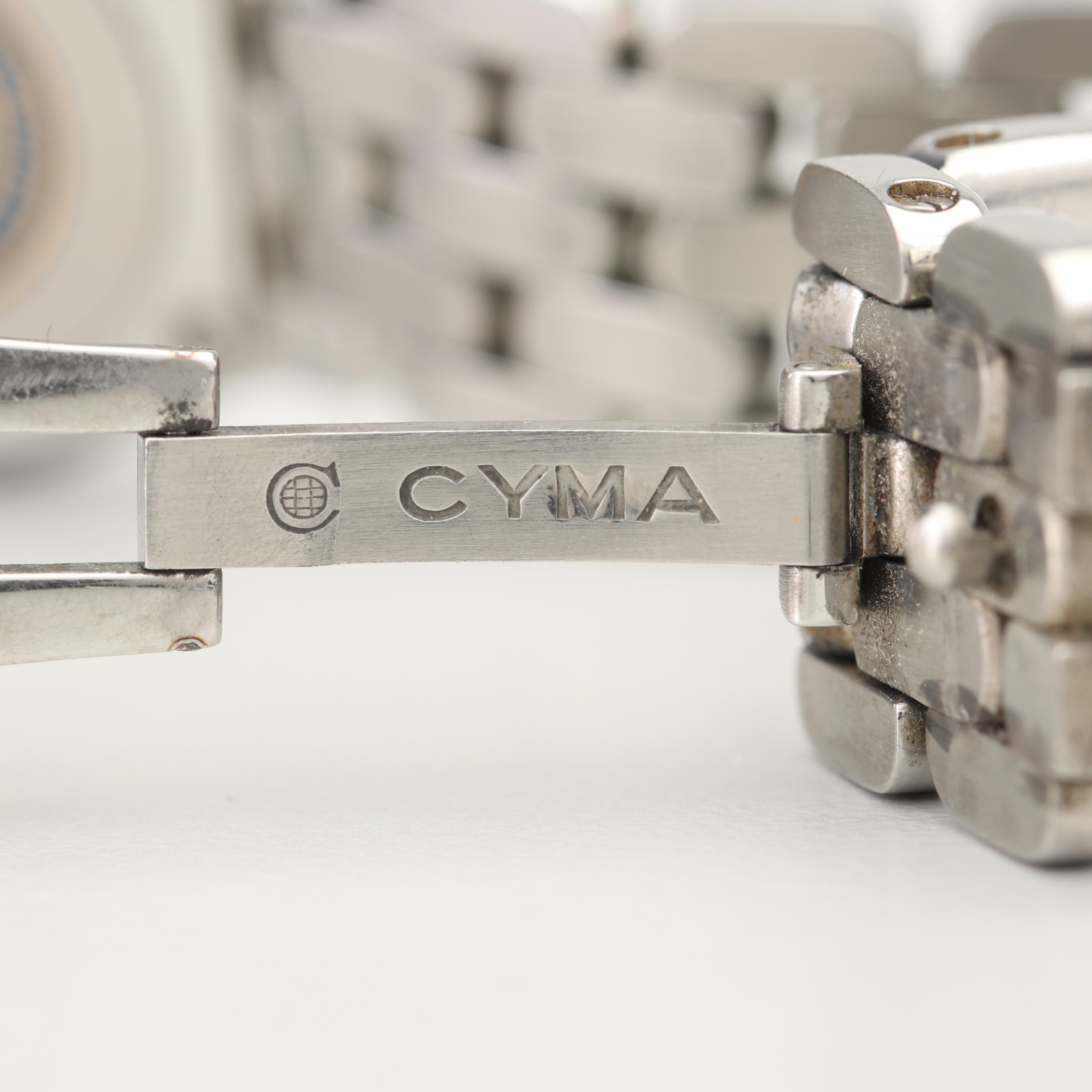 Cyma Stainless Steel Watch with Diamond and Mother of Pearl Dial