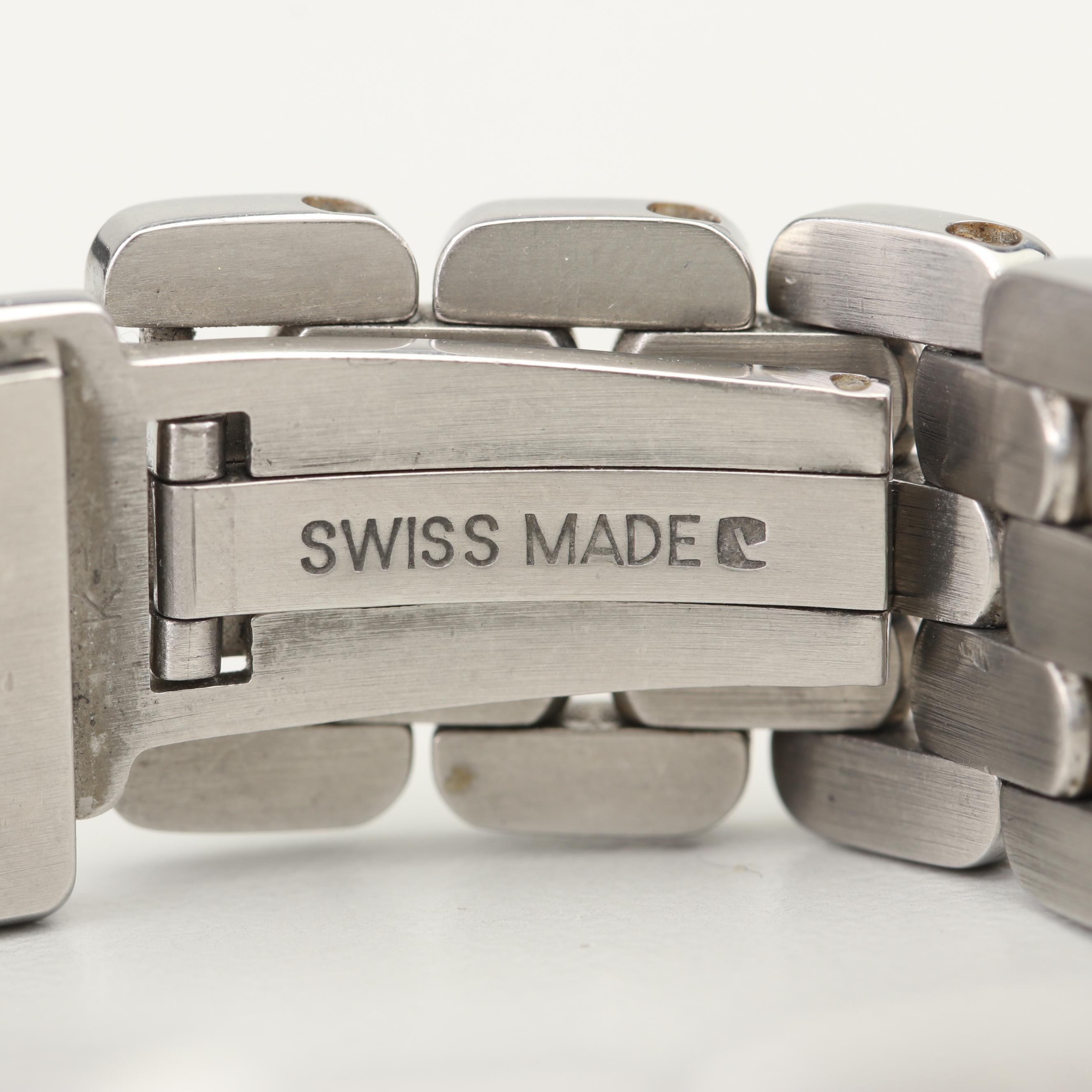 Cyma Stainless Steel Watch with Diamond and Mother of Pearl Dial